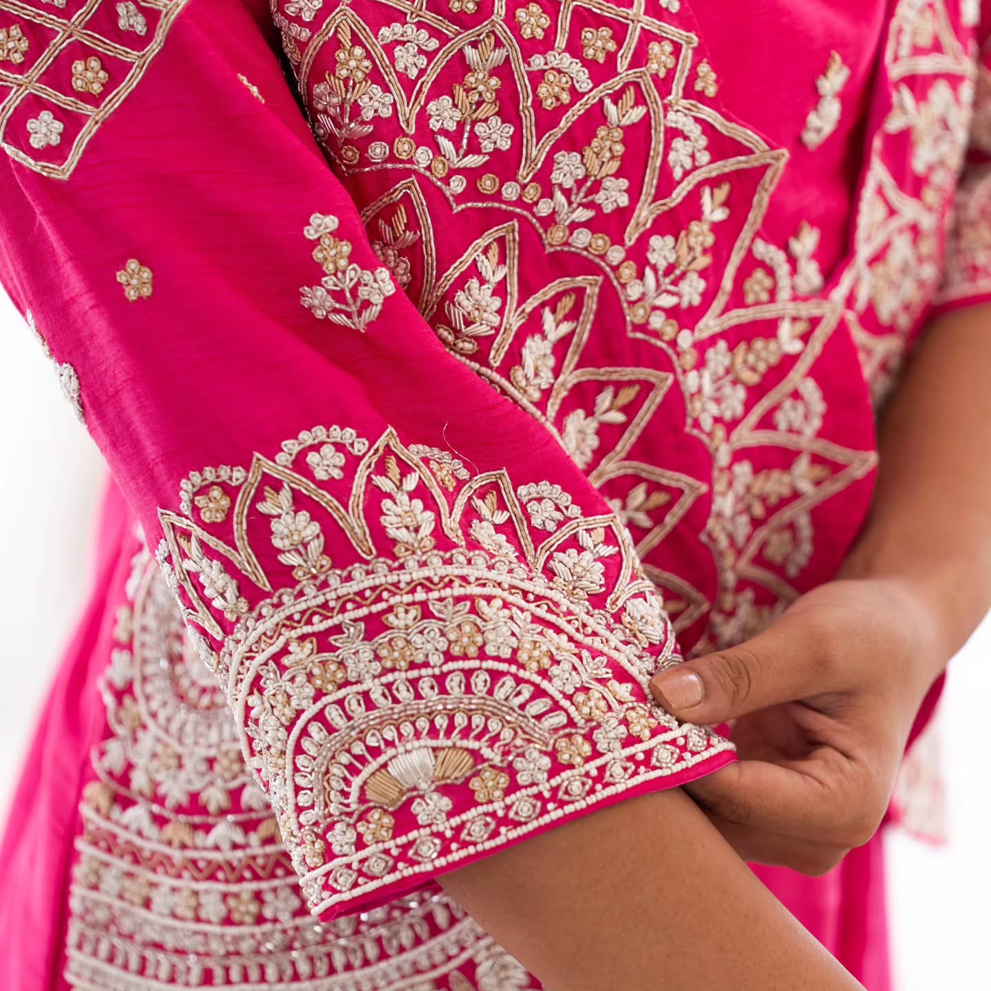  Rani pink dupien silk and heavy satin jacket