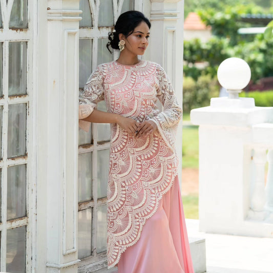 Pastel Pink Indowestern Dress
