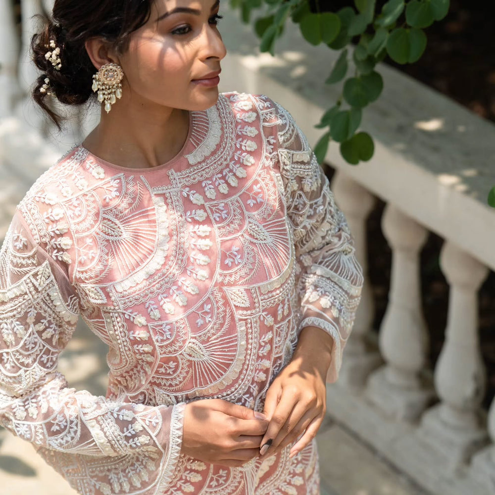 Pastel Pink Indowestern Dress
