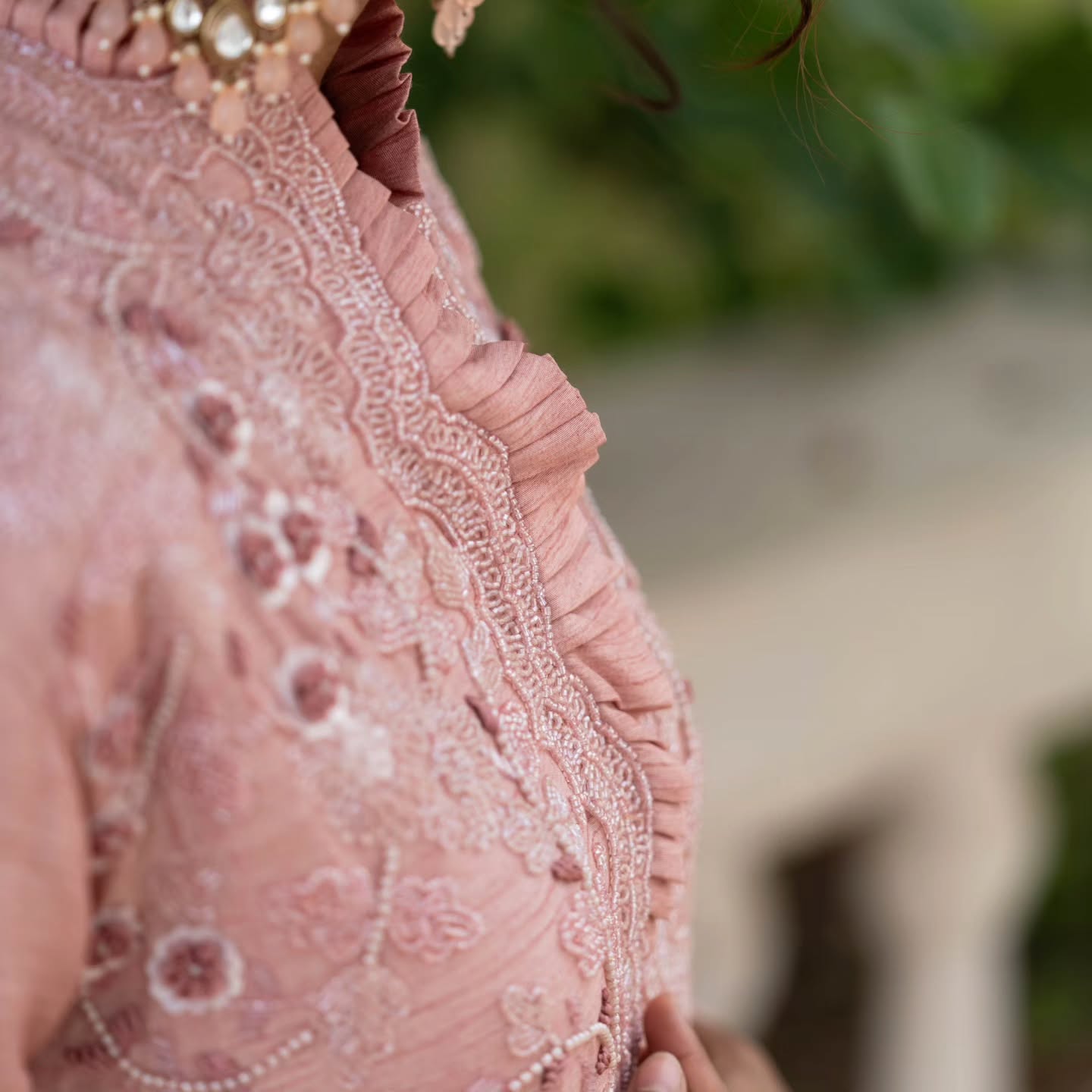 Soft pink dupien and heavy satin indowestern dress