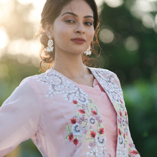 Serenesky light peach jacket dress