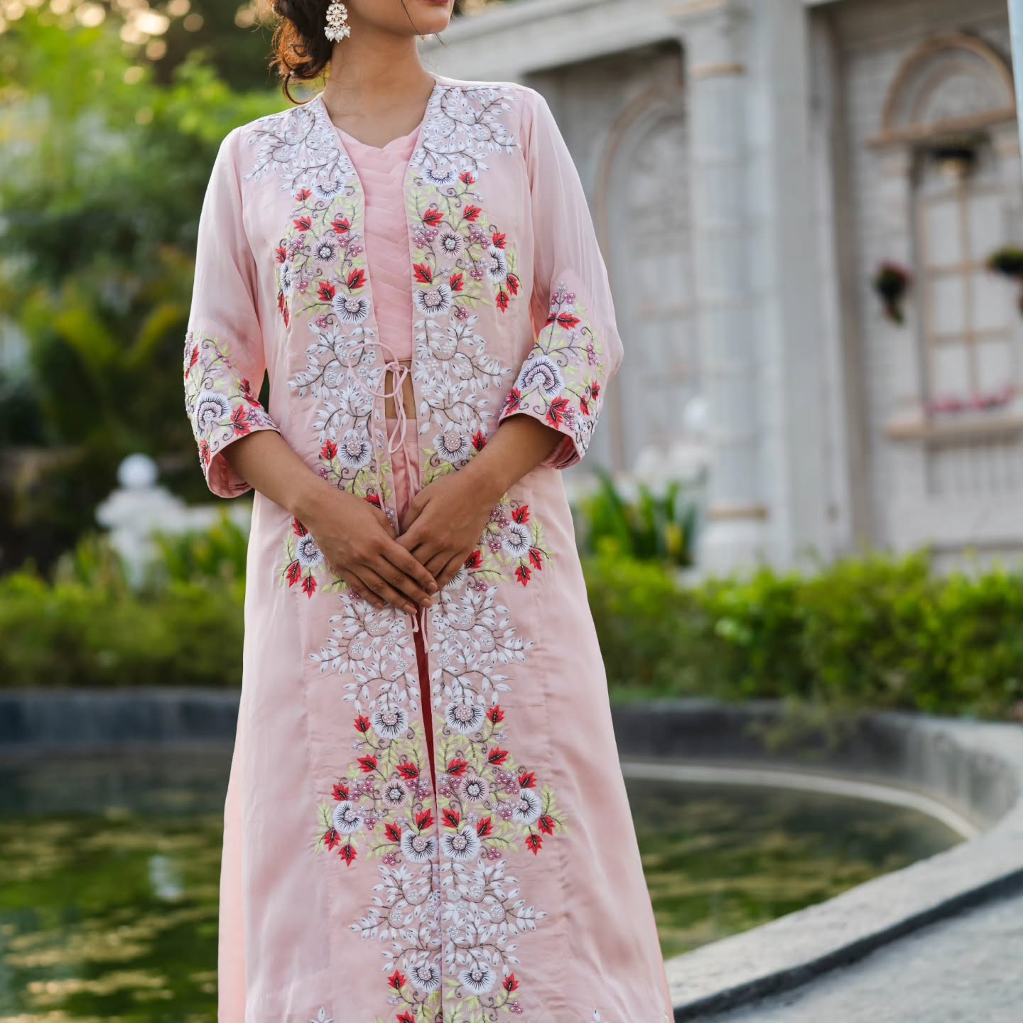 Serenesky light peach jacket dress