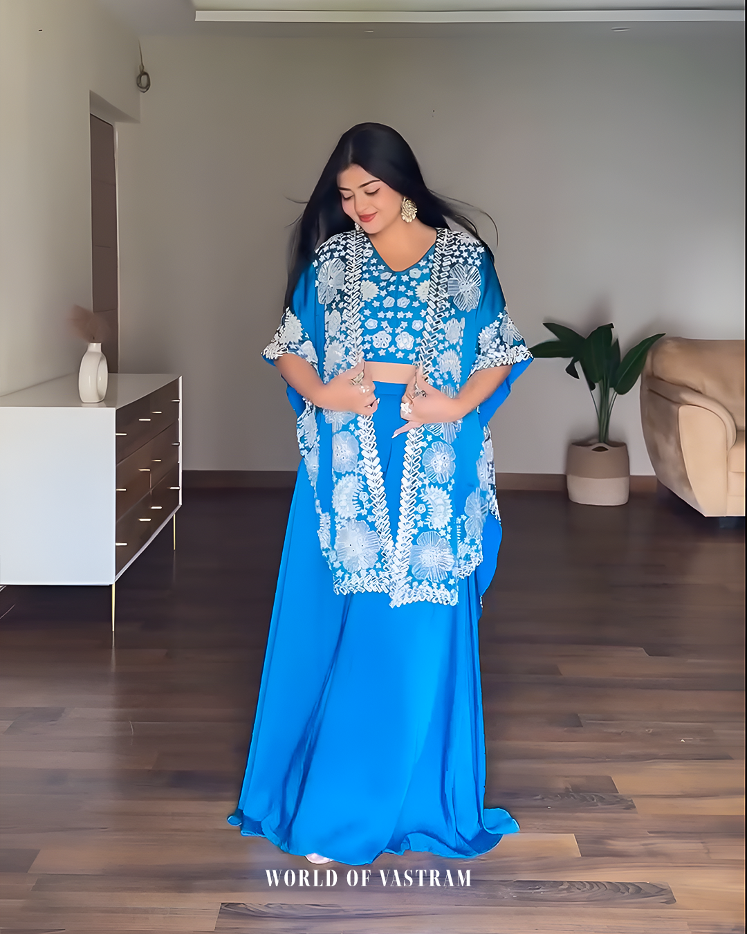 Disha bharti wearing Royal blue mirror  work dress