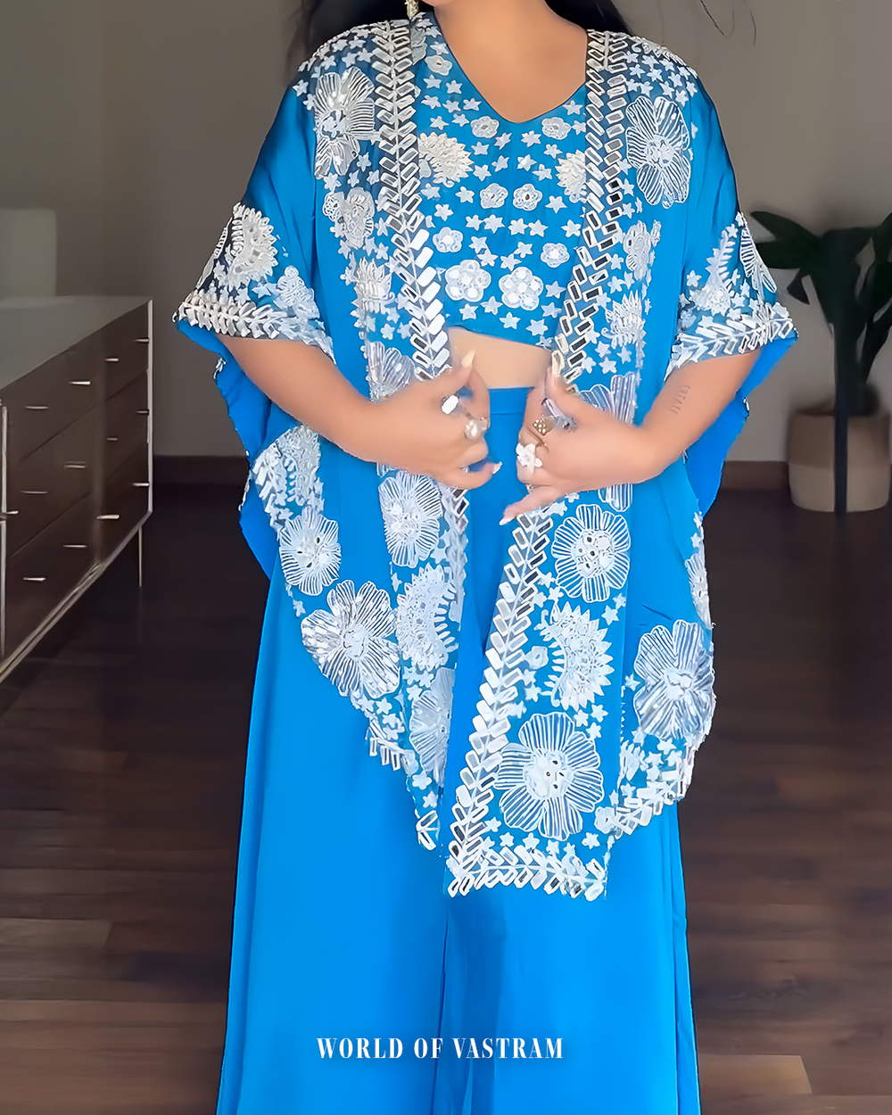 Disha bharti wearing Royal blue mirror  work dress