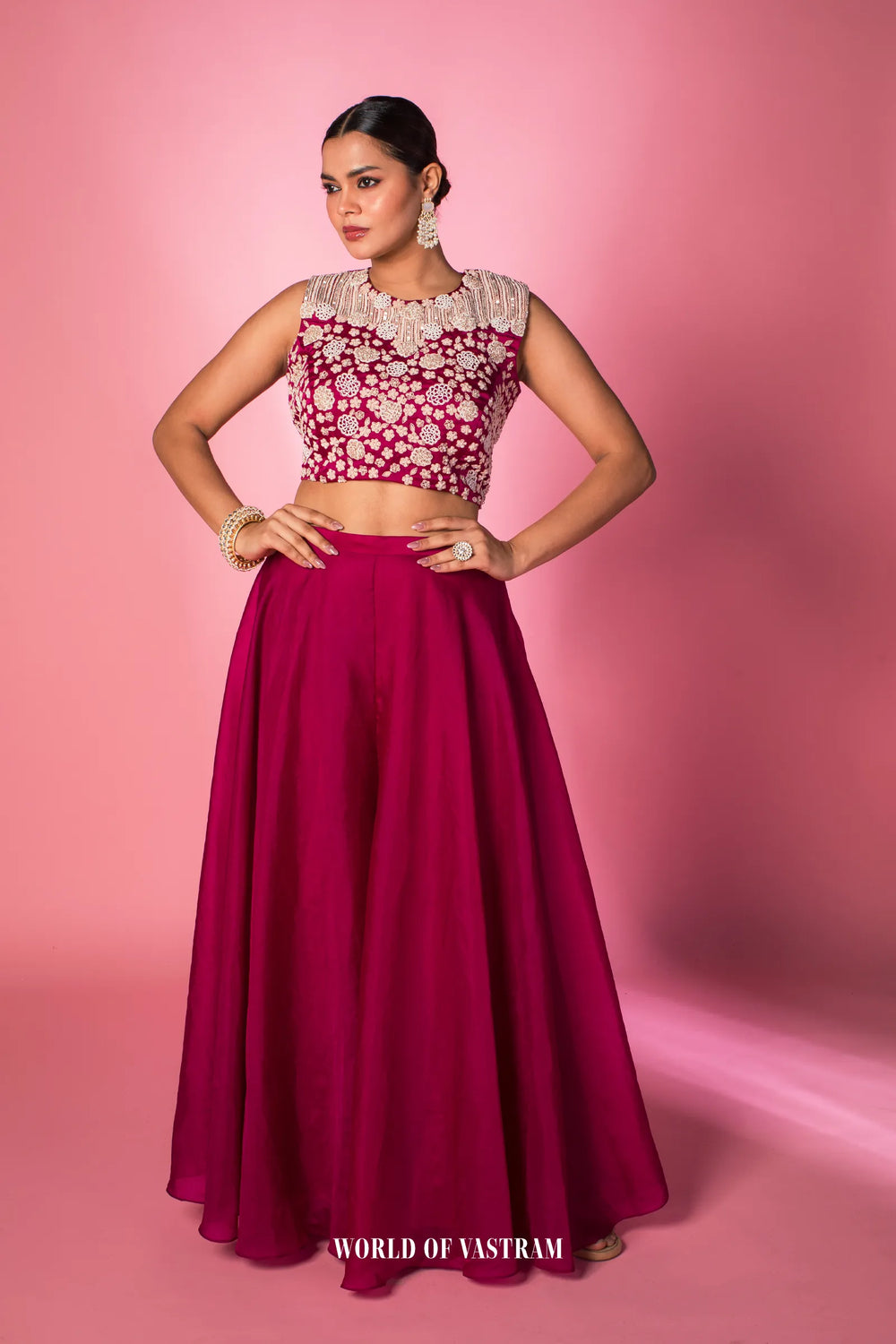 Fuchsia Ruffle Drape Set