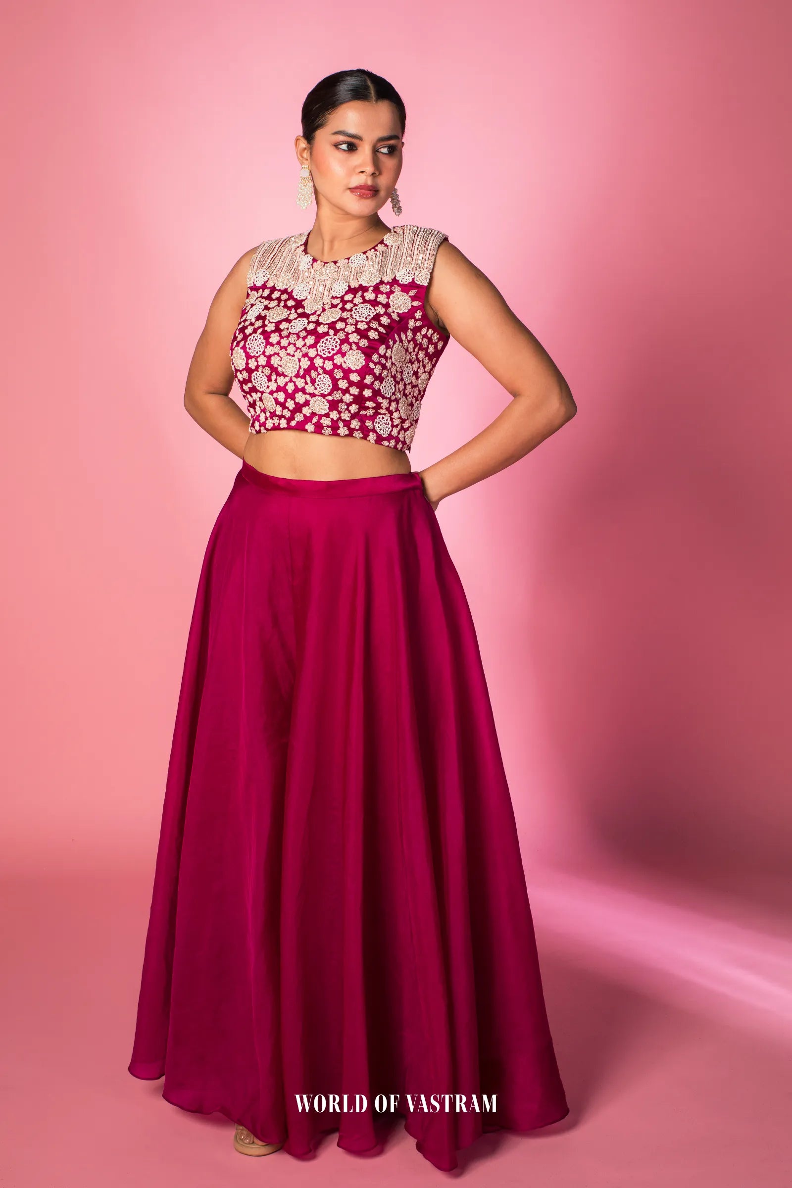 Fuchsia Ruffle Drape Set