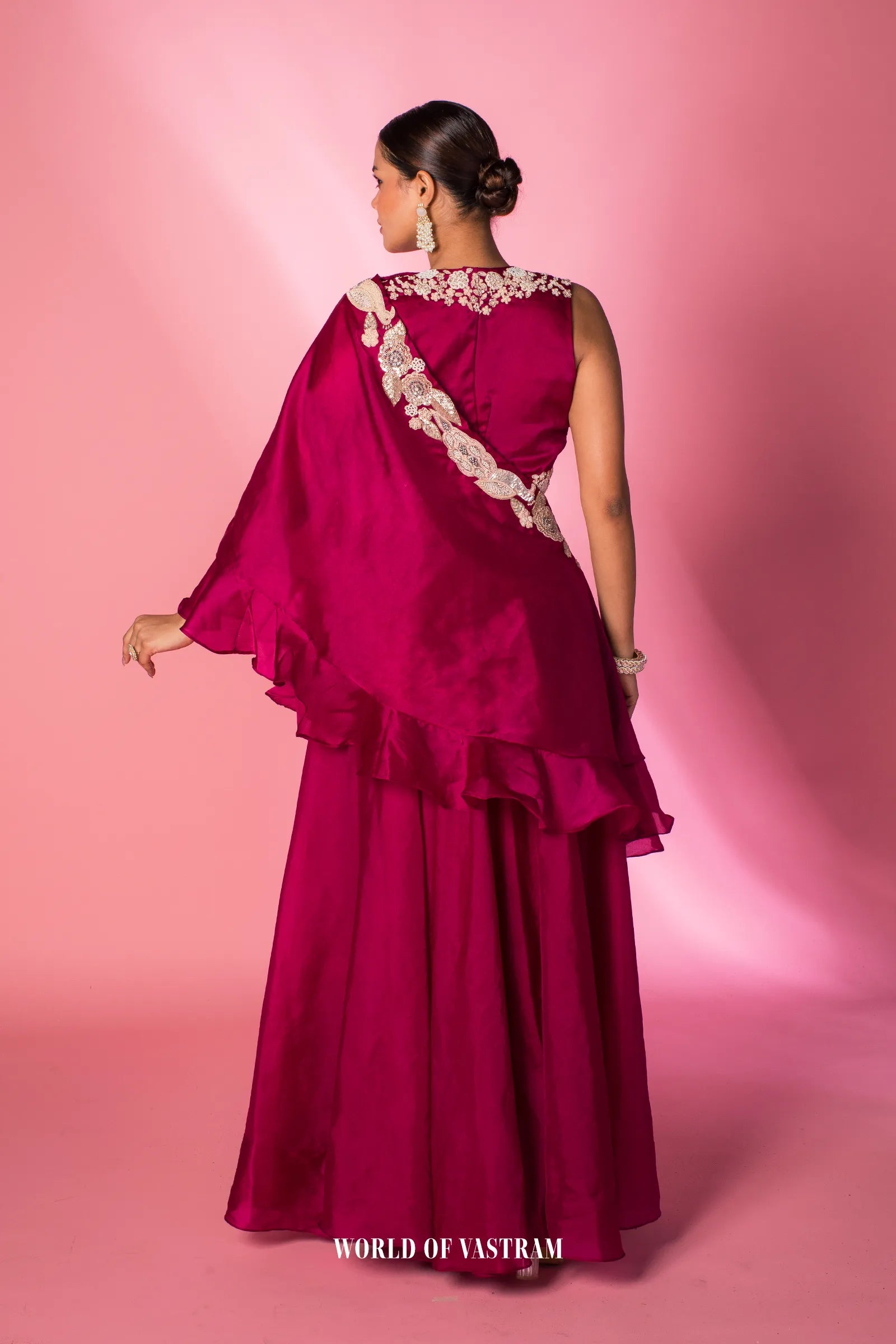 Fuchsia Ruffle Drape Set