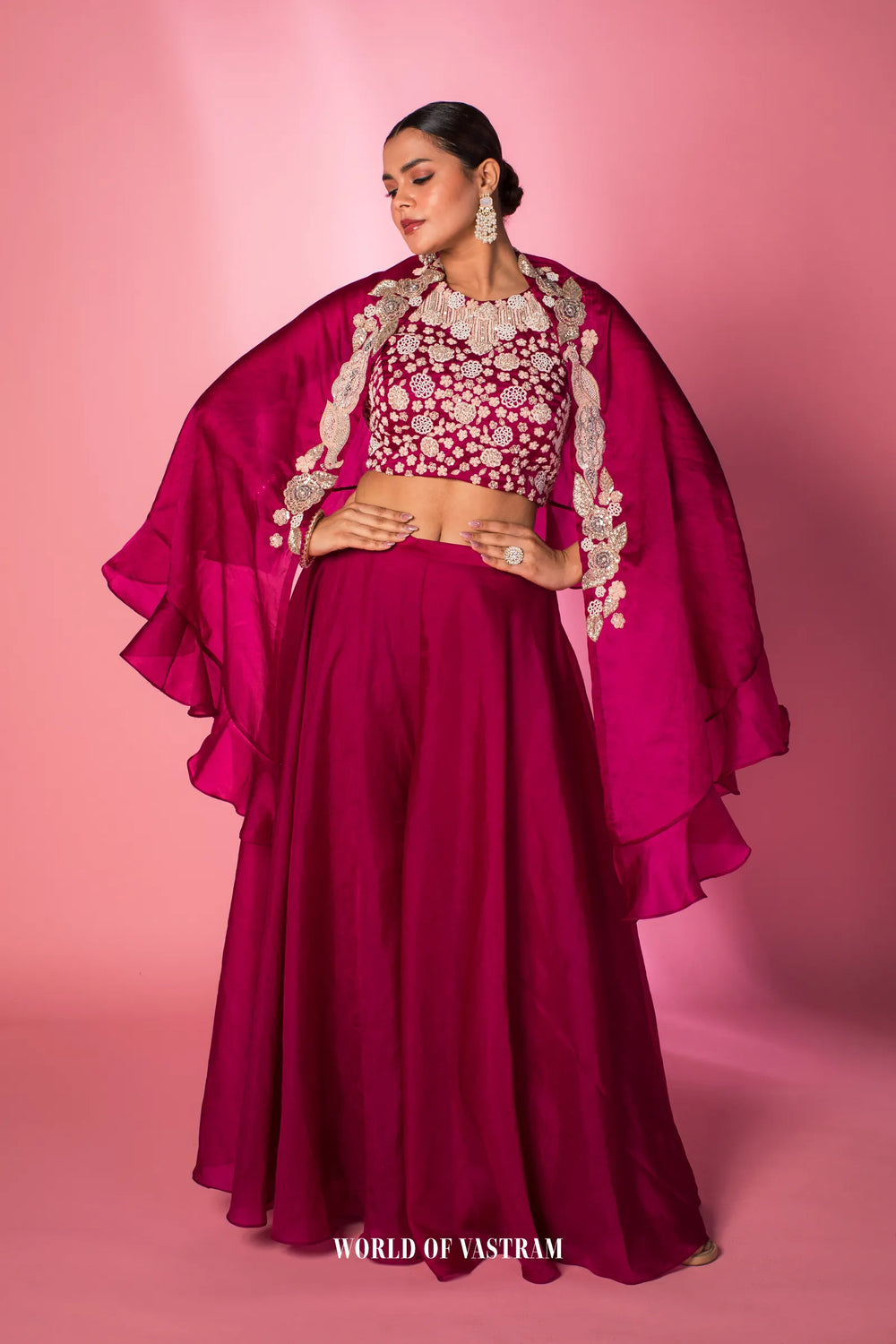 Fuchsia Ruffle Drape Set