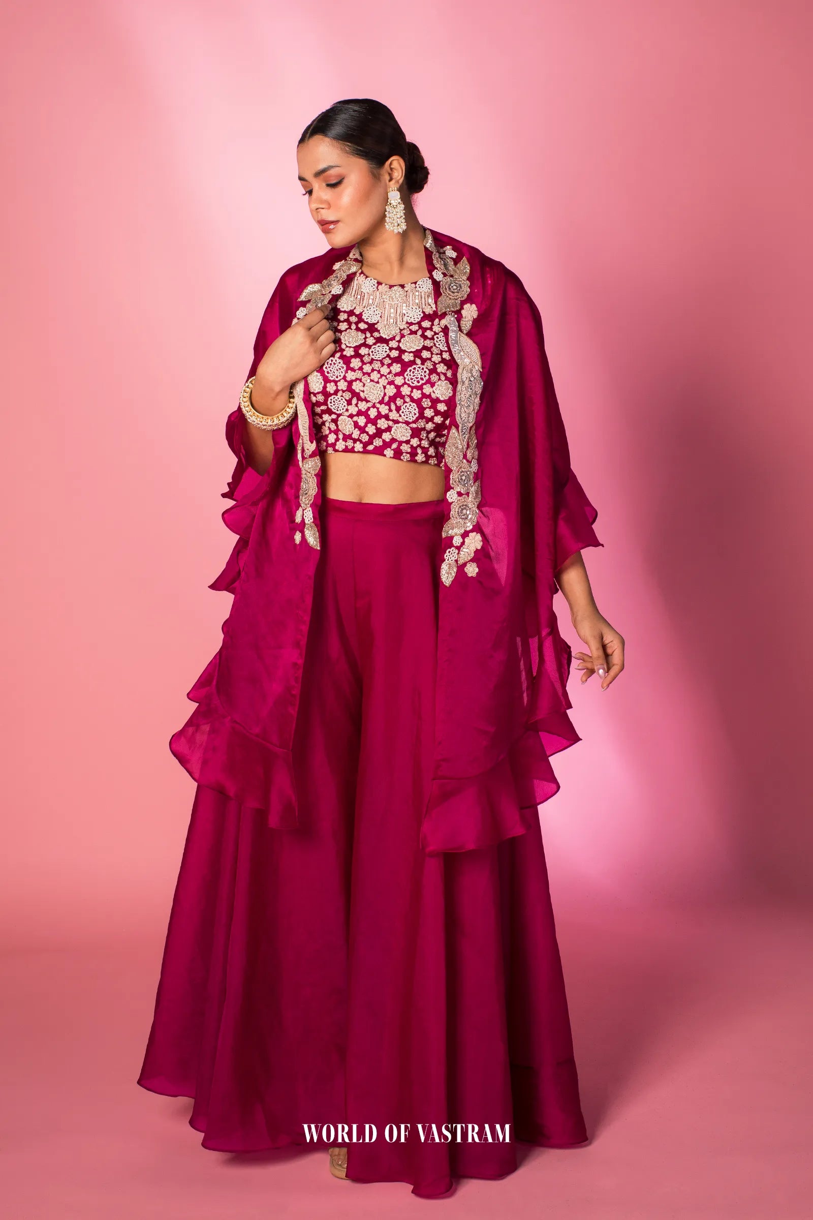 Fuchsia Ruffle Drape Set