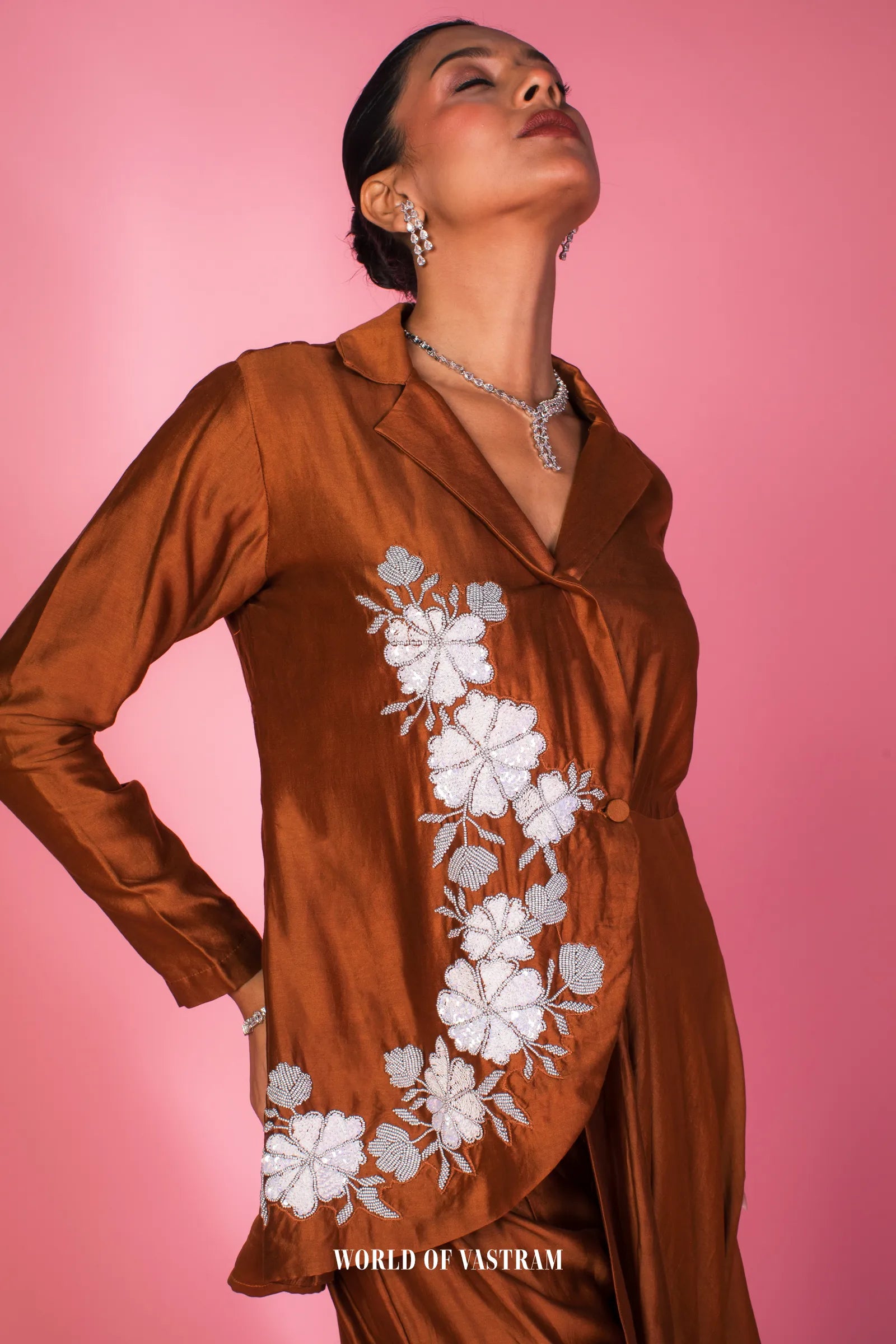 Sienna-brown Drape Co-ord Set