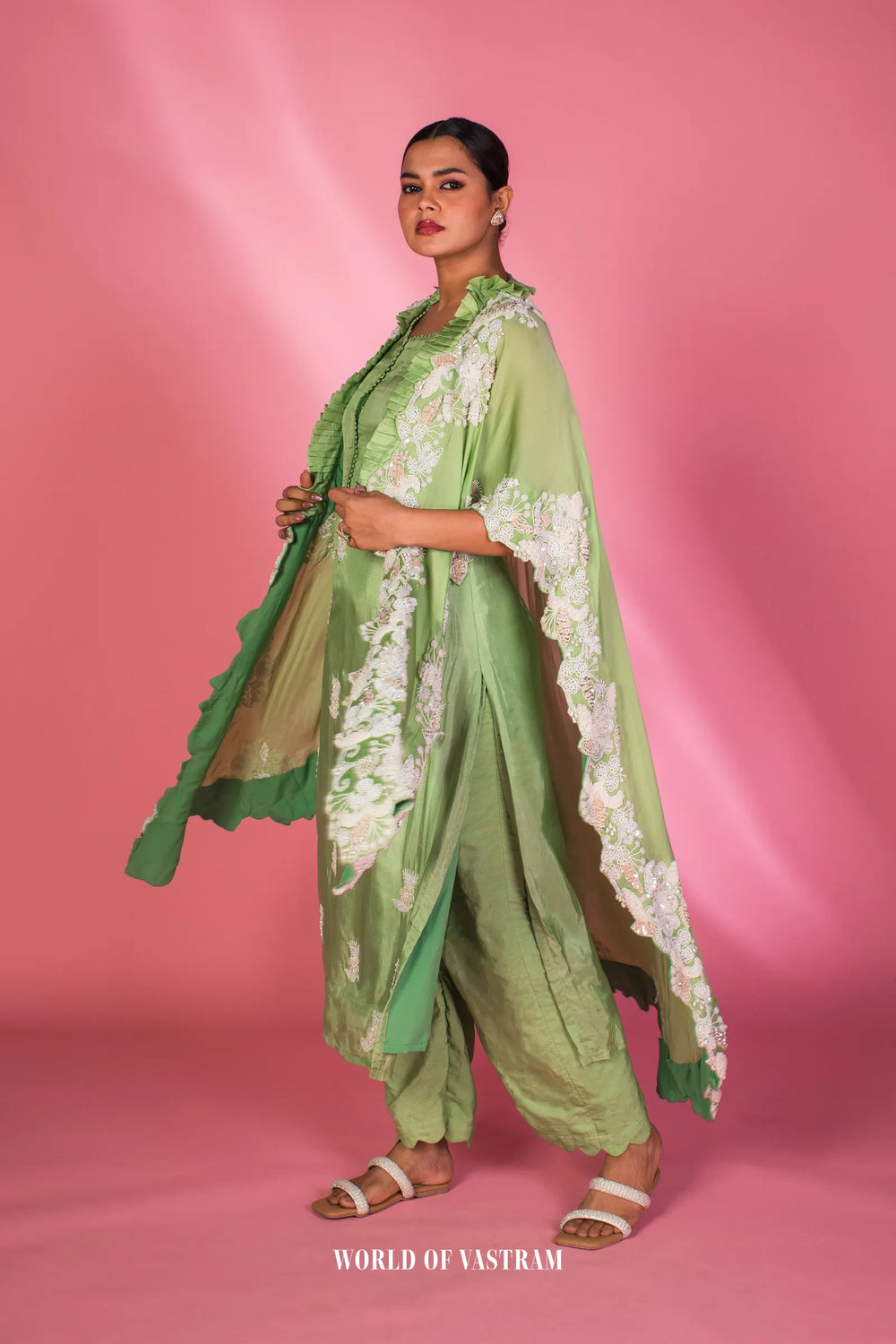Embroidered Cape Kurta Set
