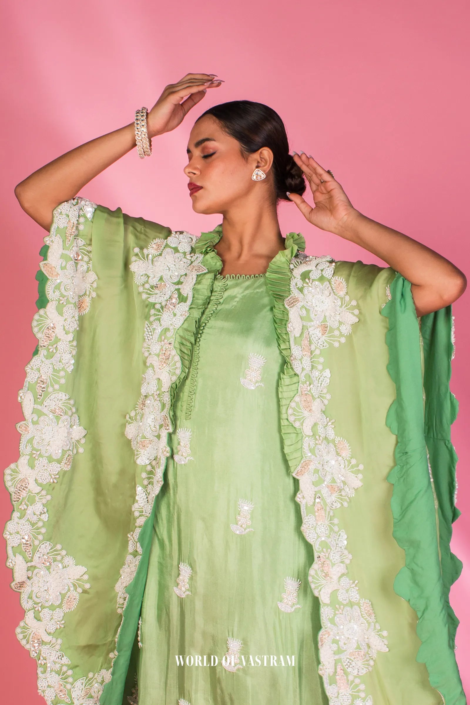 Embroidered Cape Kurta Set