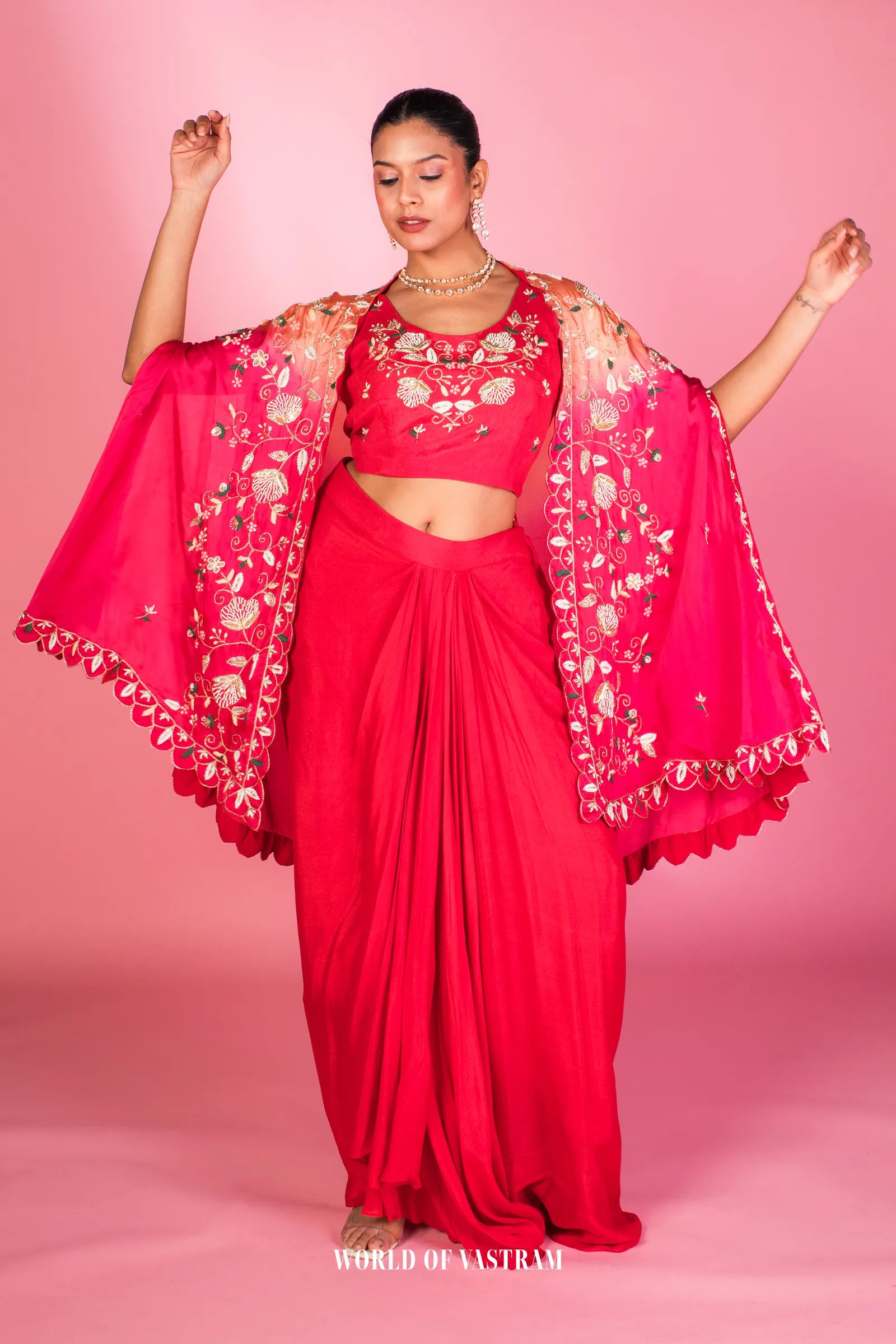 Rang Rani Drape Skirt & Cape Set