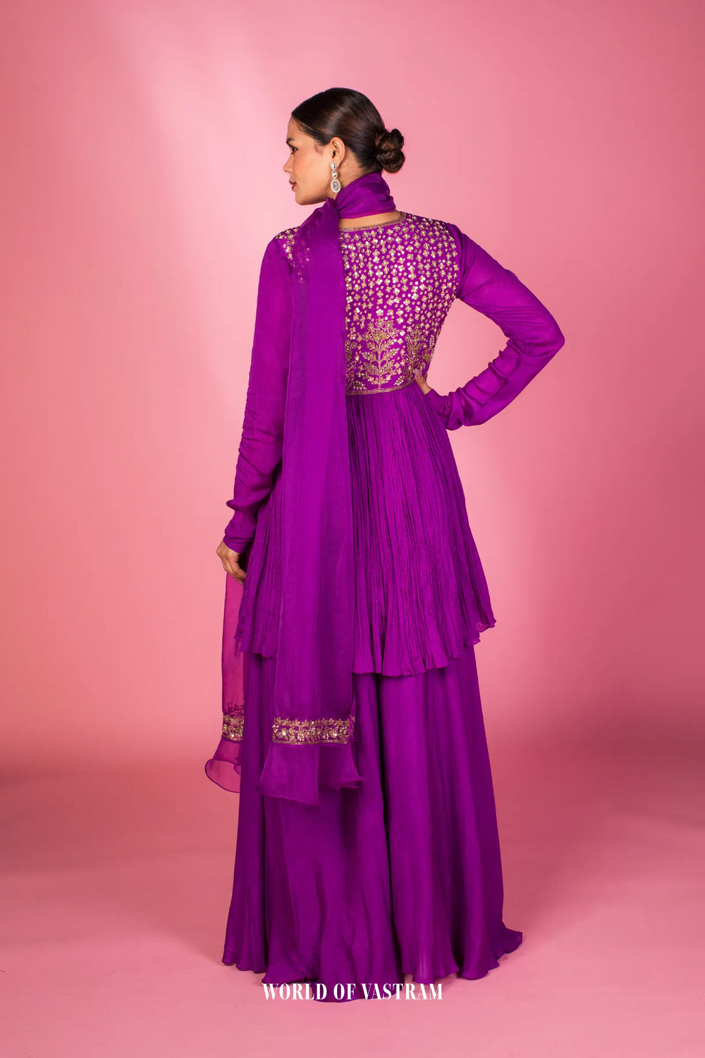 Embroidered Peplum Sharara Set