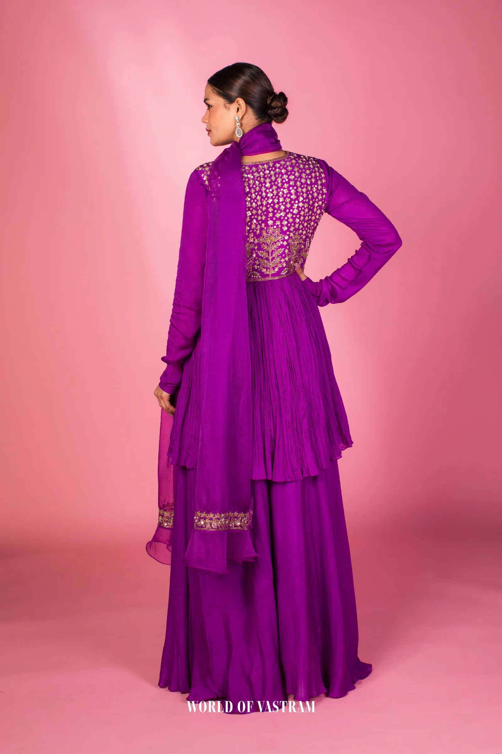 Embroidered Peplum Sharara Set