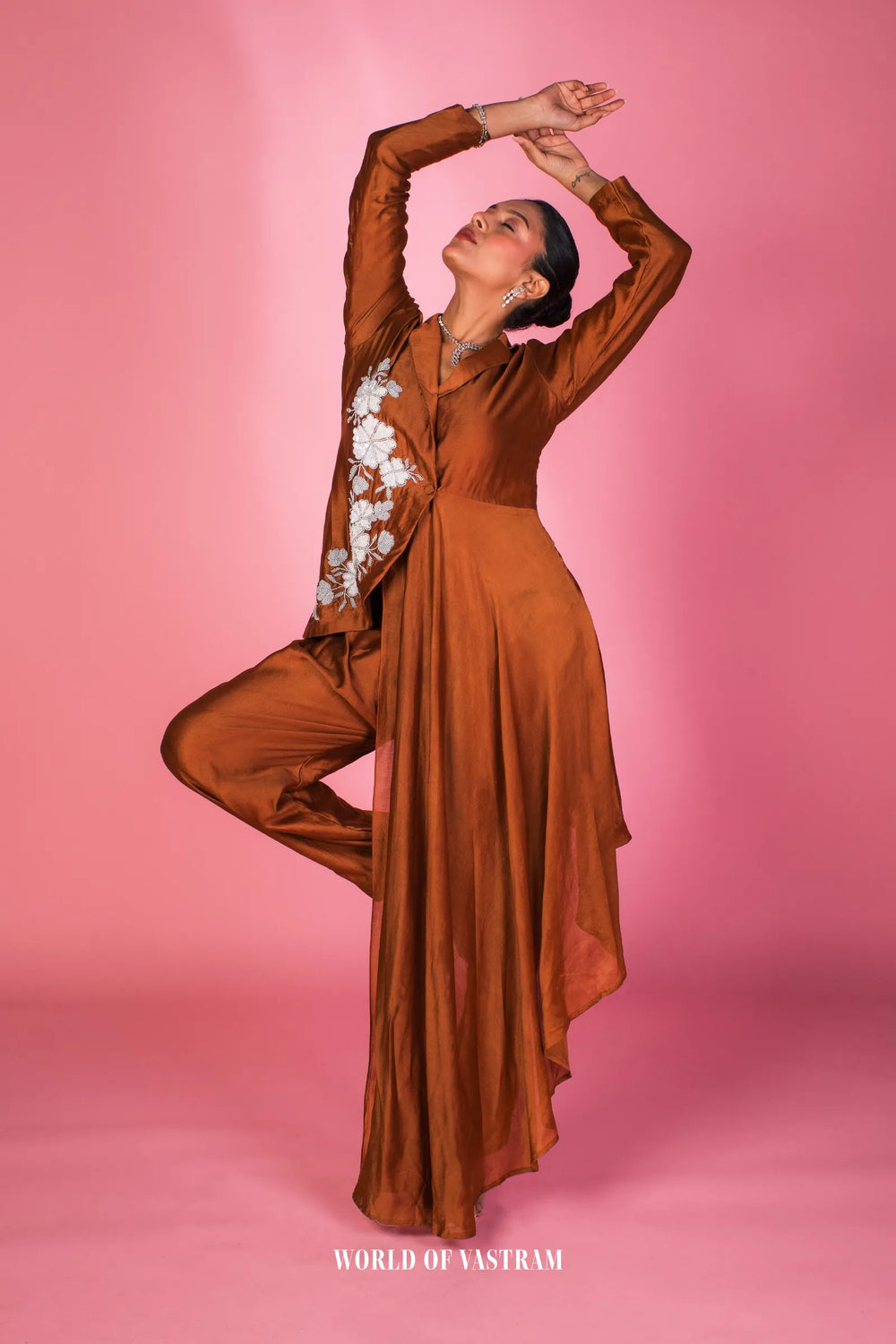 Sienna-brown Drape Co-ord Set
