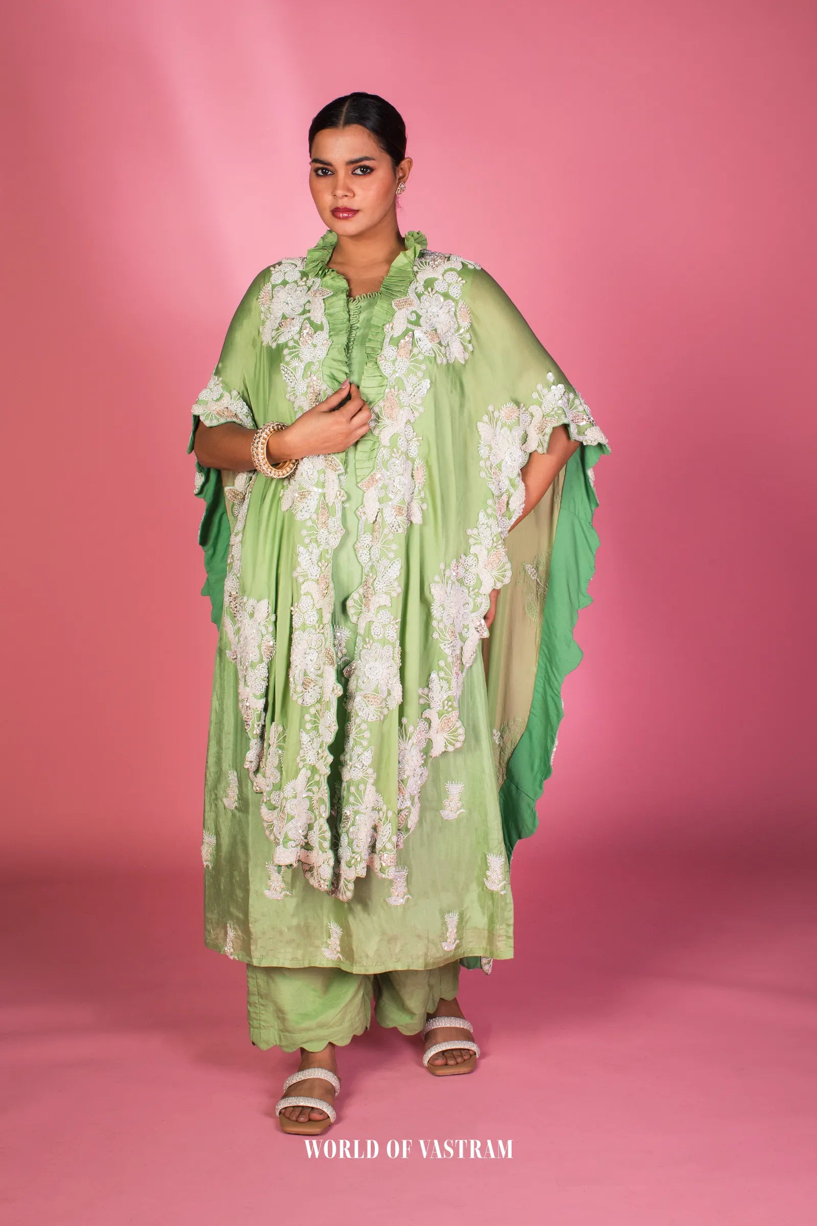Embroidered Cape Kurta Set