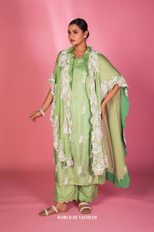 Embroidered Cape Kurta Set