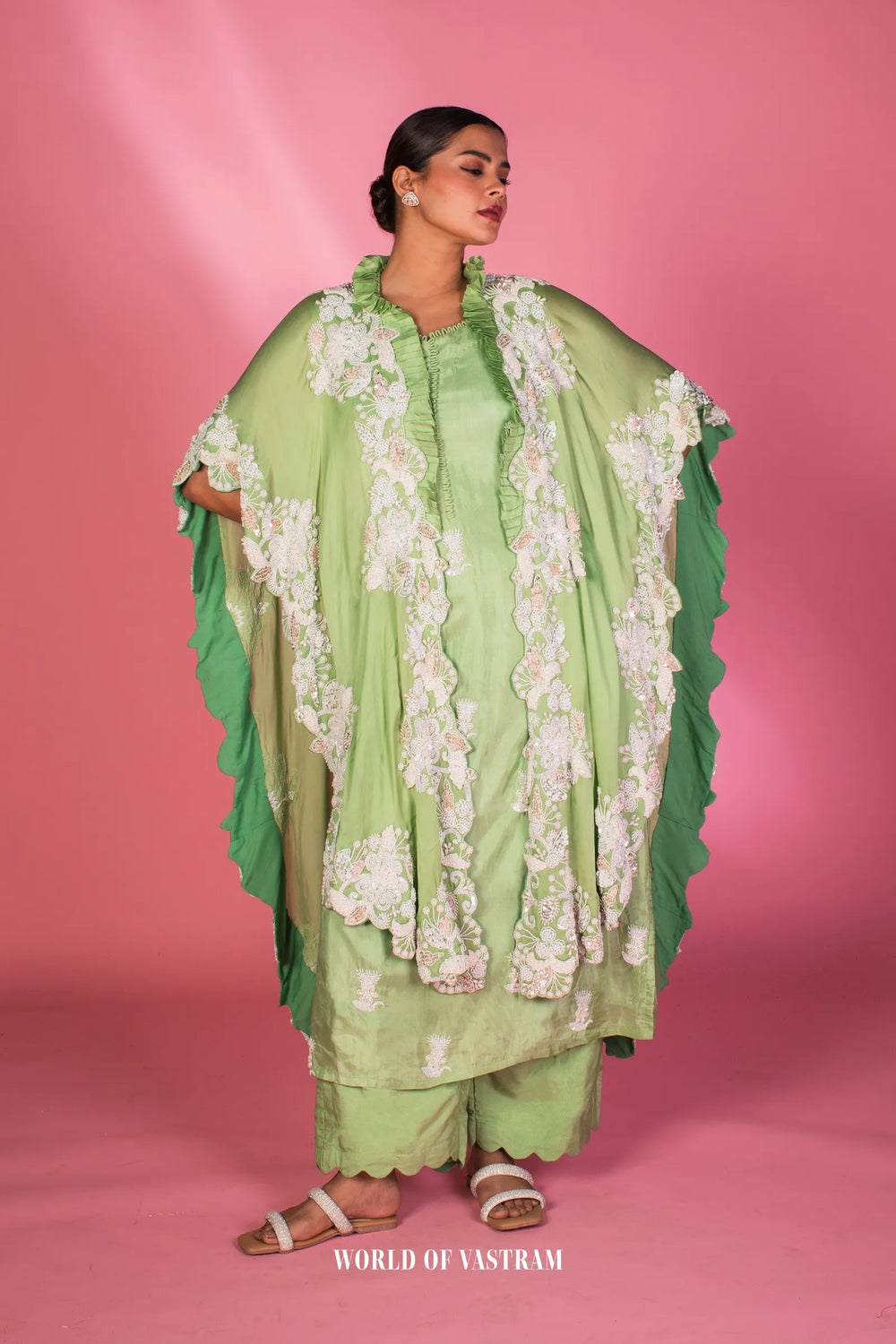 Embroidered Cape Kurta Set