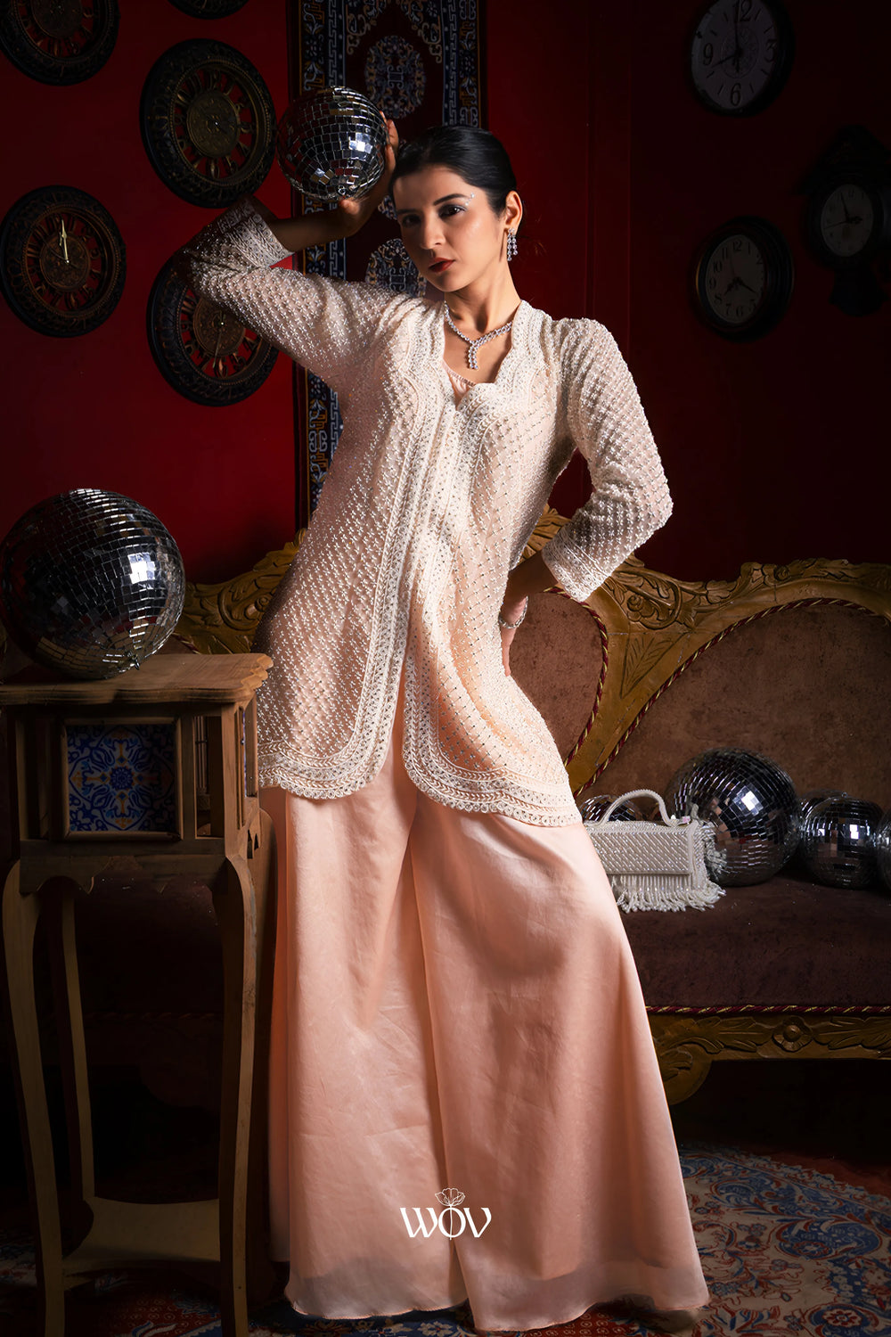 Blush-peach Indo-Western