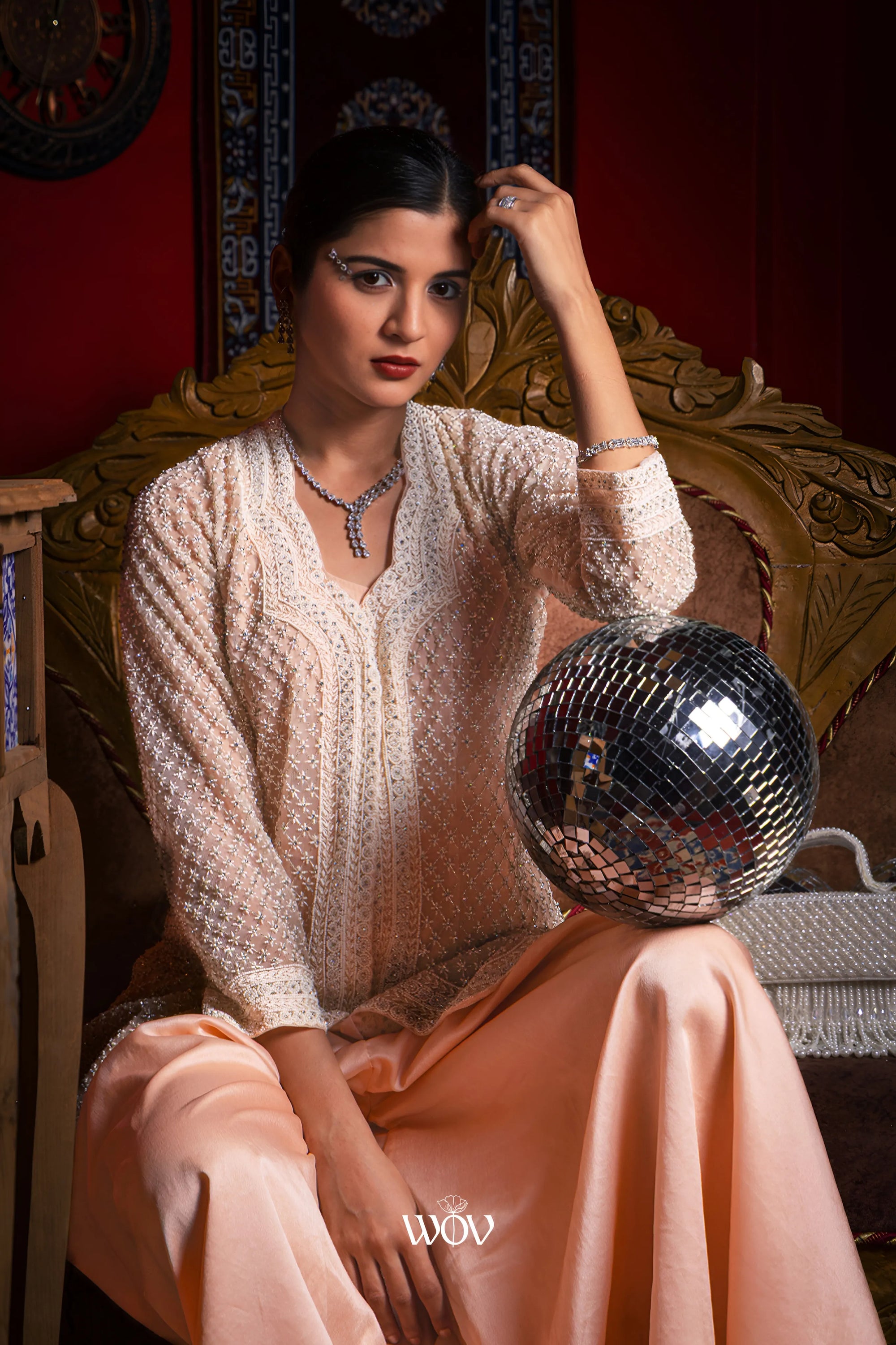Blush-peach Indo-Western