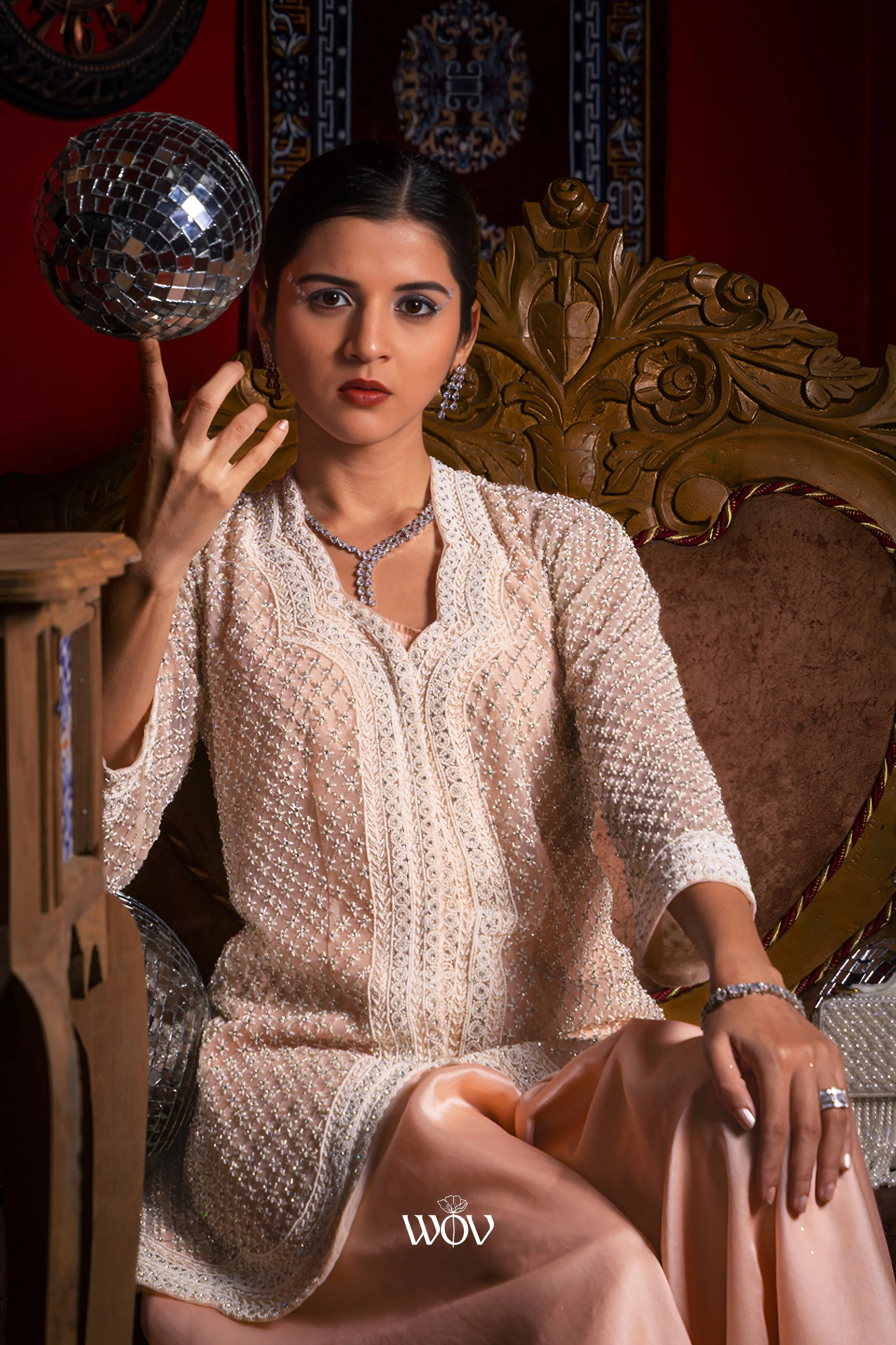 Blush-peach Indo-Western