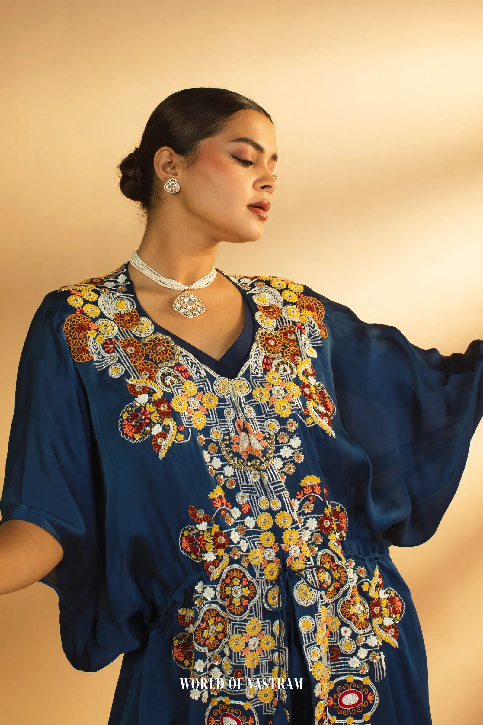 Indigo-blue Kaftan Palazzo Set