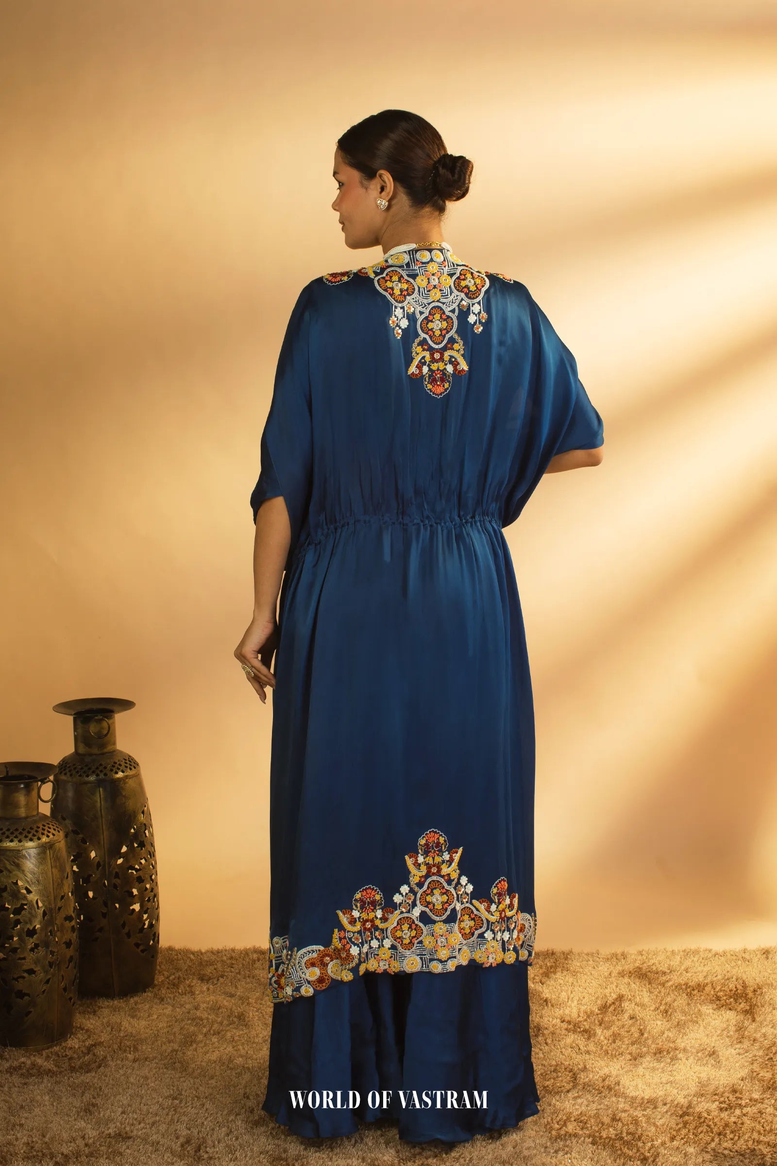 Indigo-blue Kaftan Palazzo Set