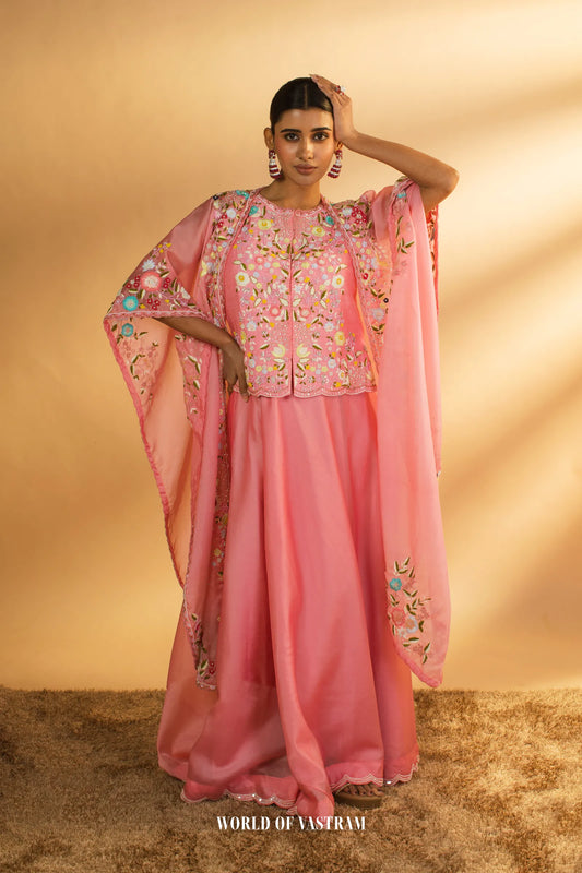 Gulposh – Embroidered Cape Palazzo Set