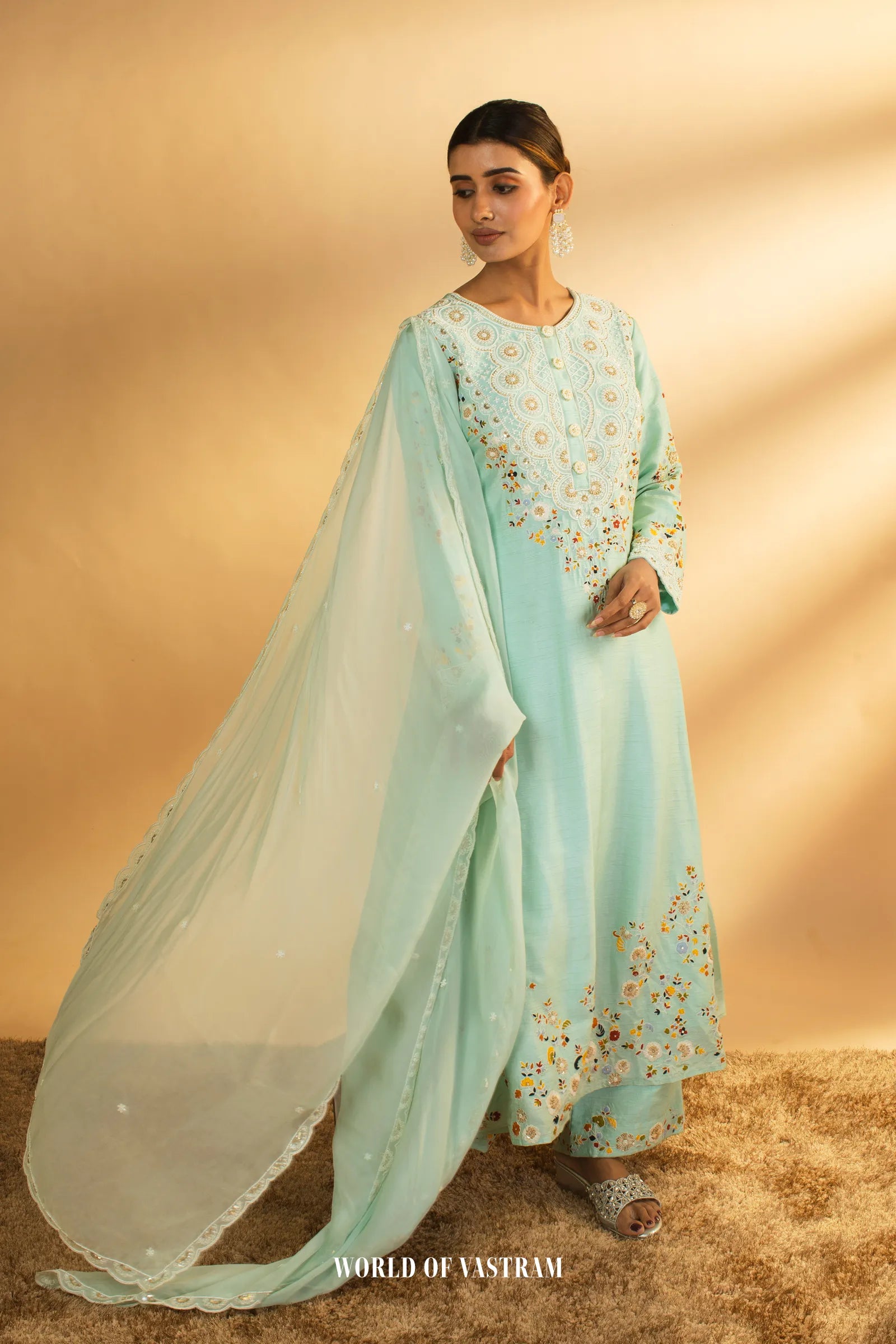 Aqua blue Kurta Set