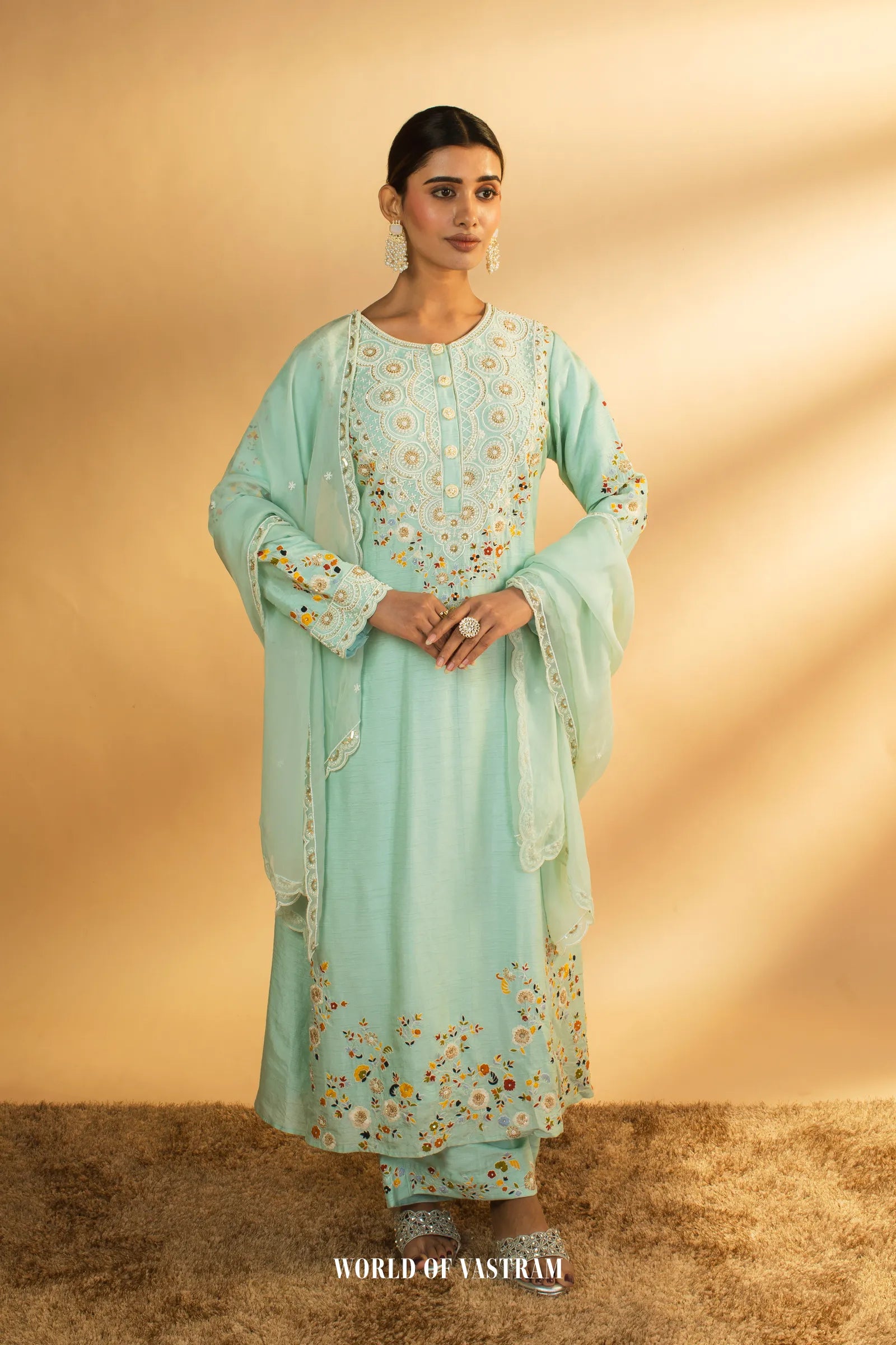 Aqua blue Kurta Set