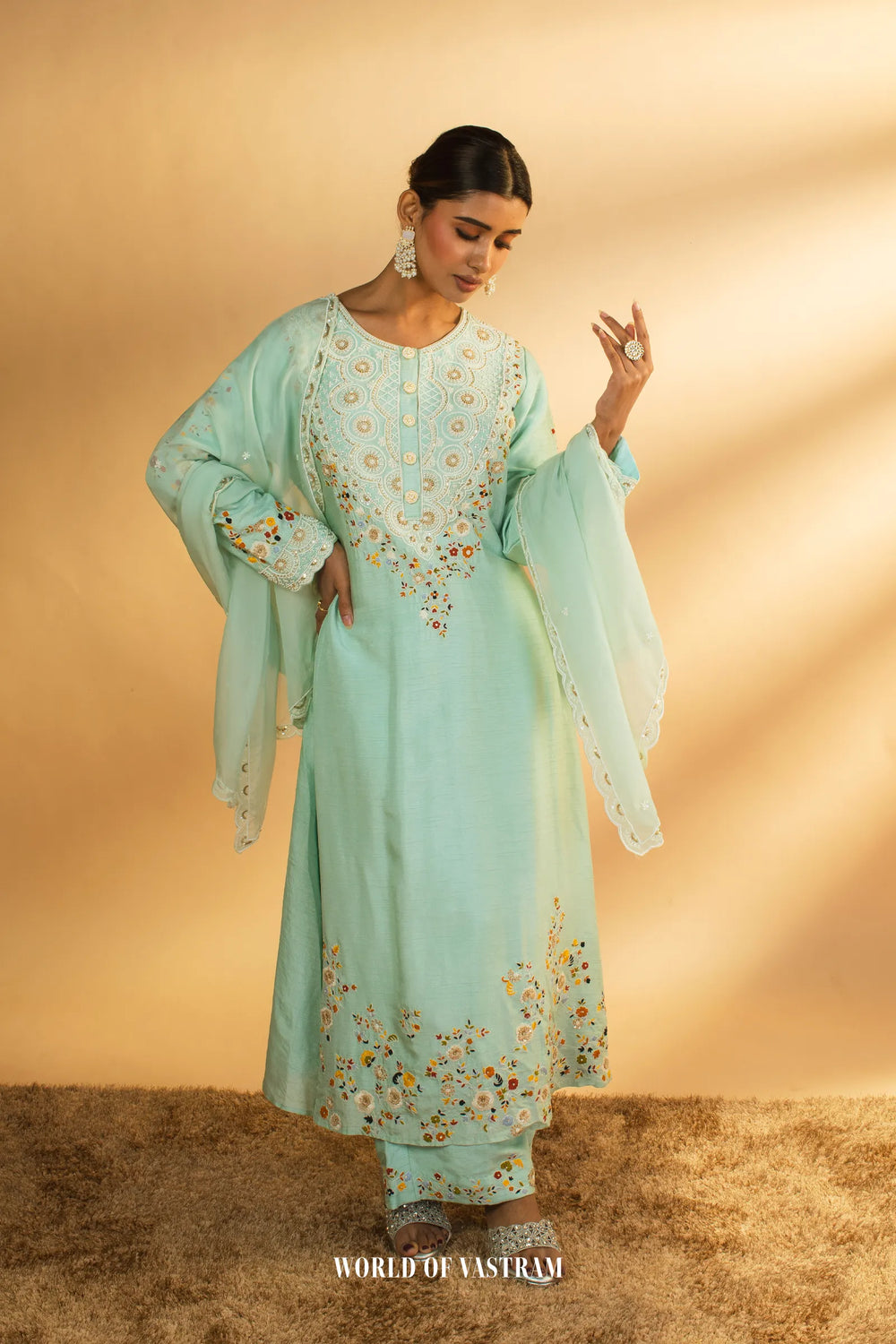 Aqua blue Kurta Set