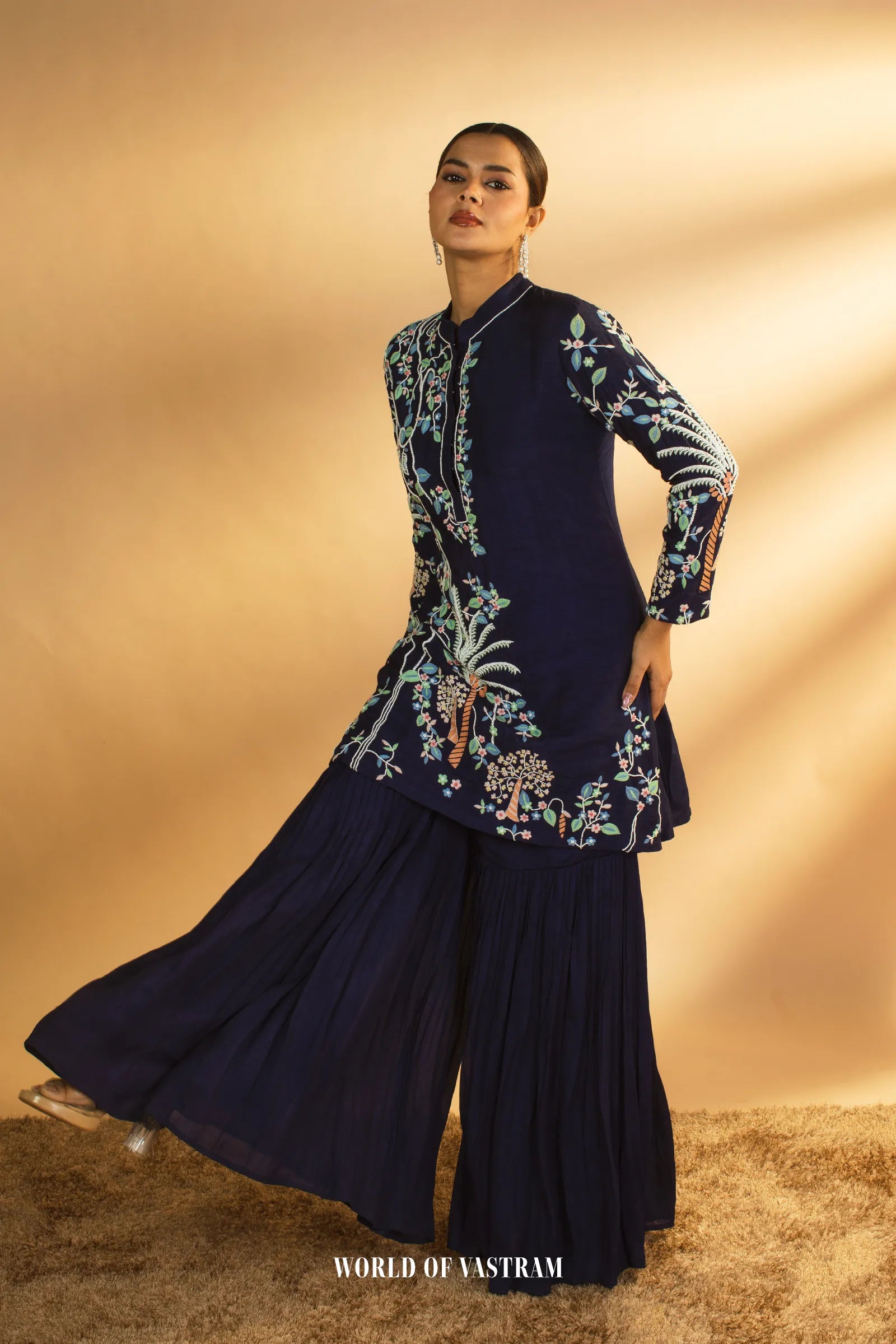 Blue garara set with peplum top