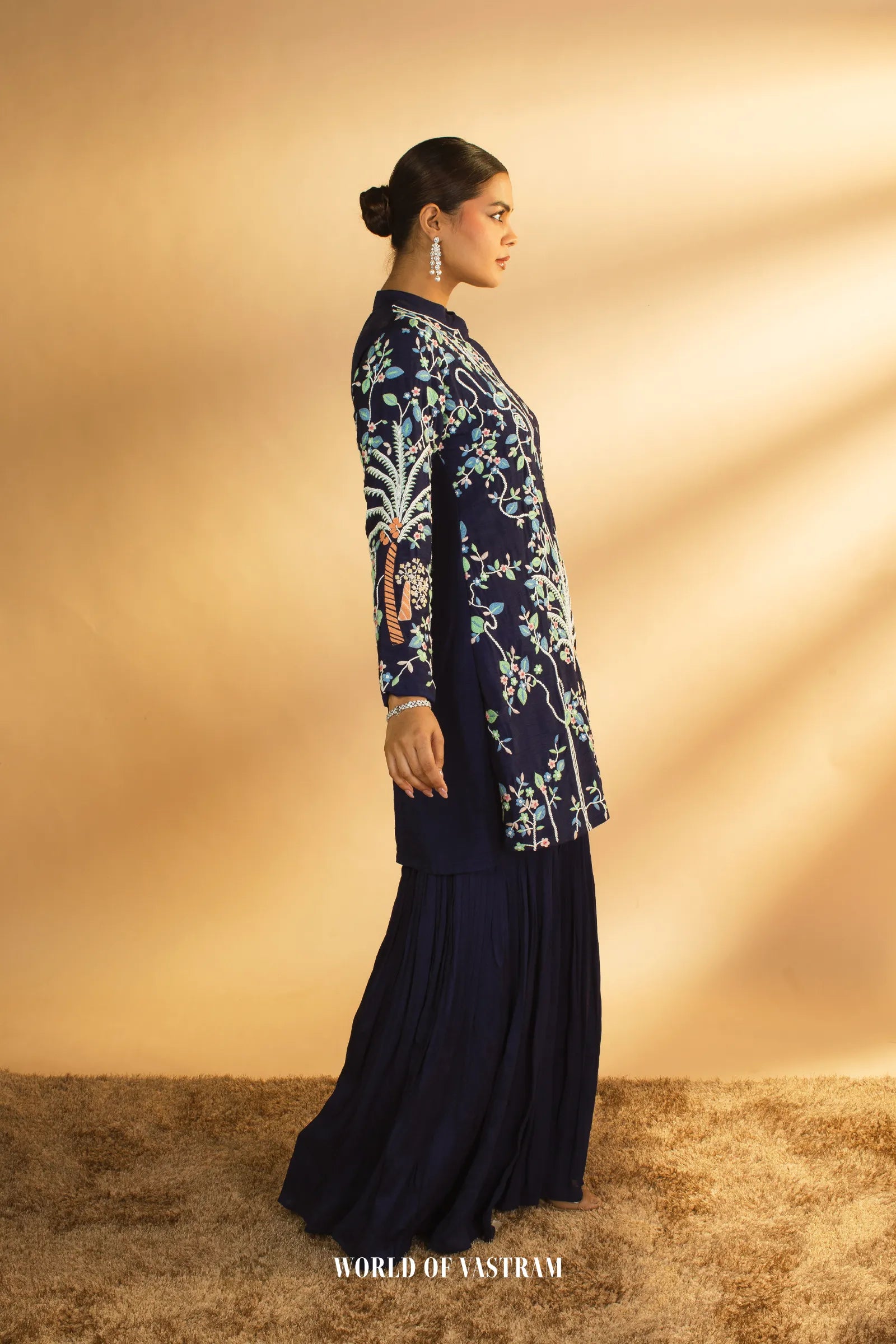 Blue garara set with peplum top