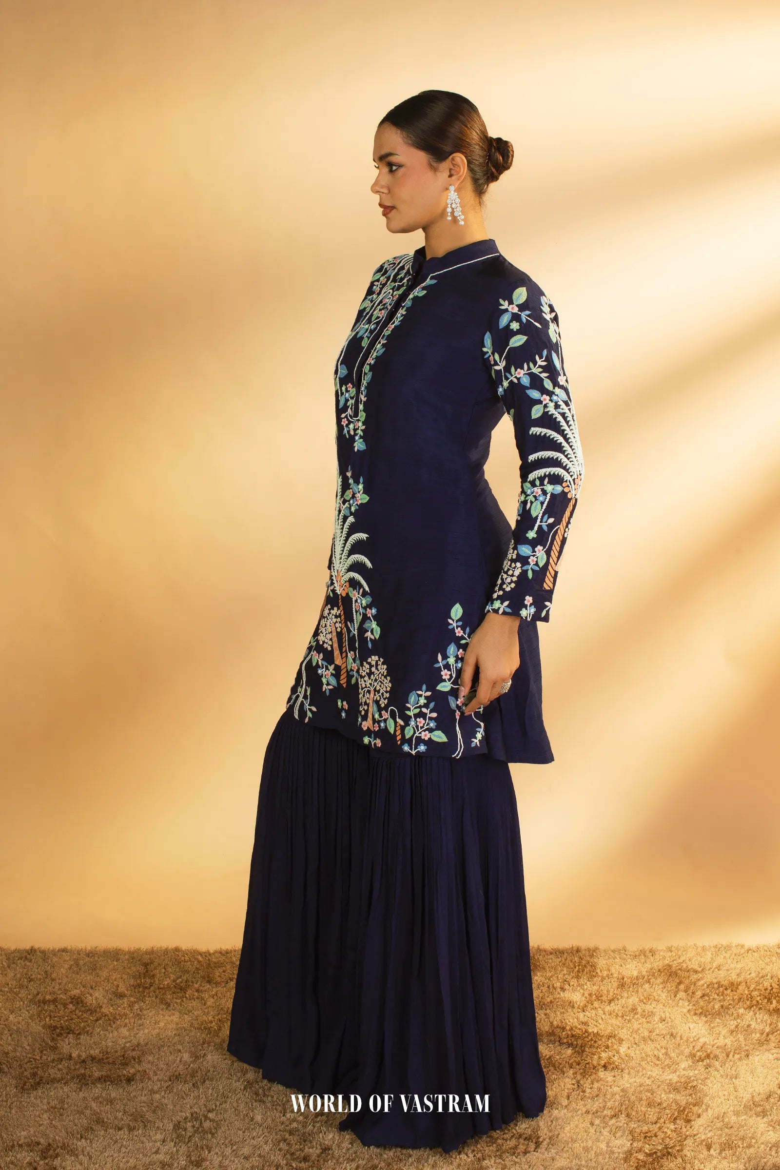 Blue garara set with peplum top