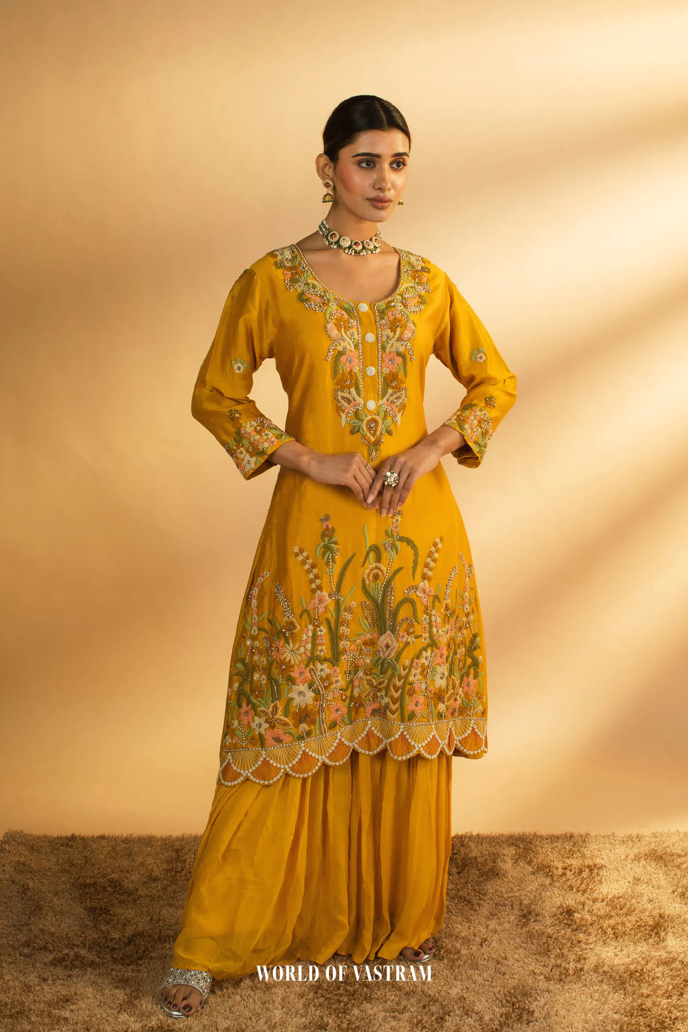 Mustard Yellow Sharara Set