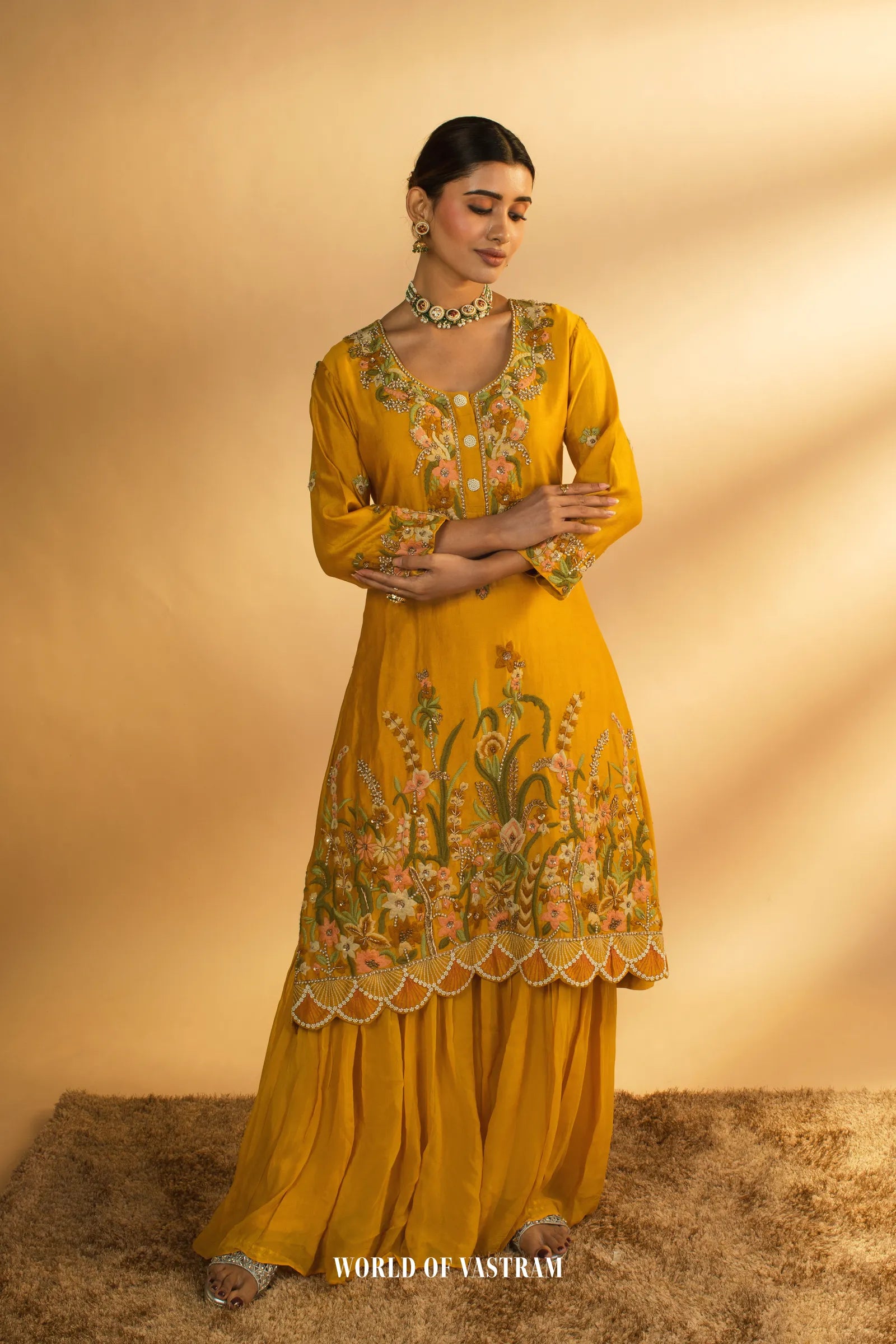 Mustard Yellow Sharara Set