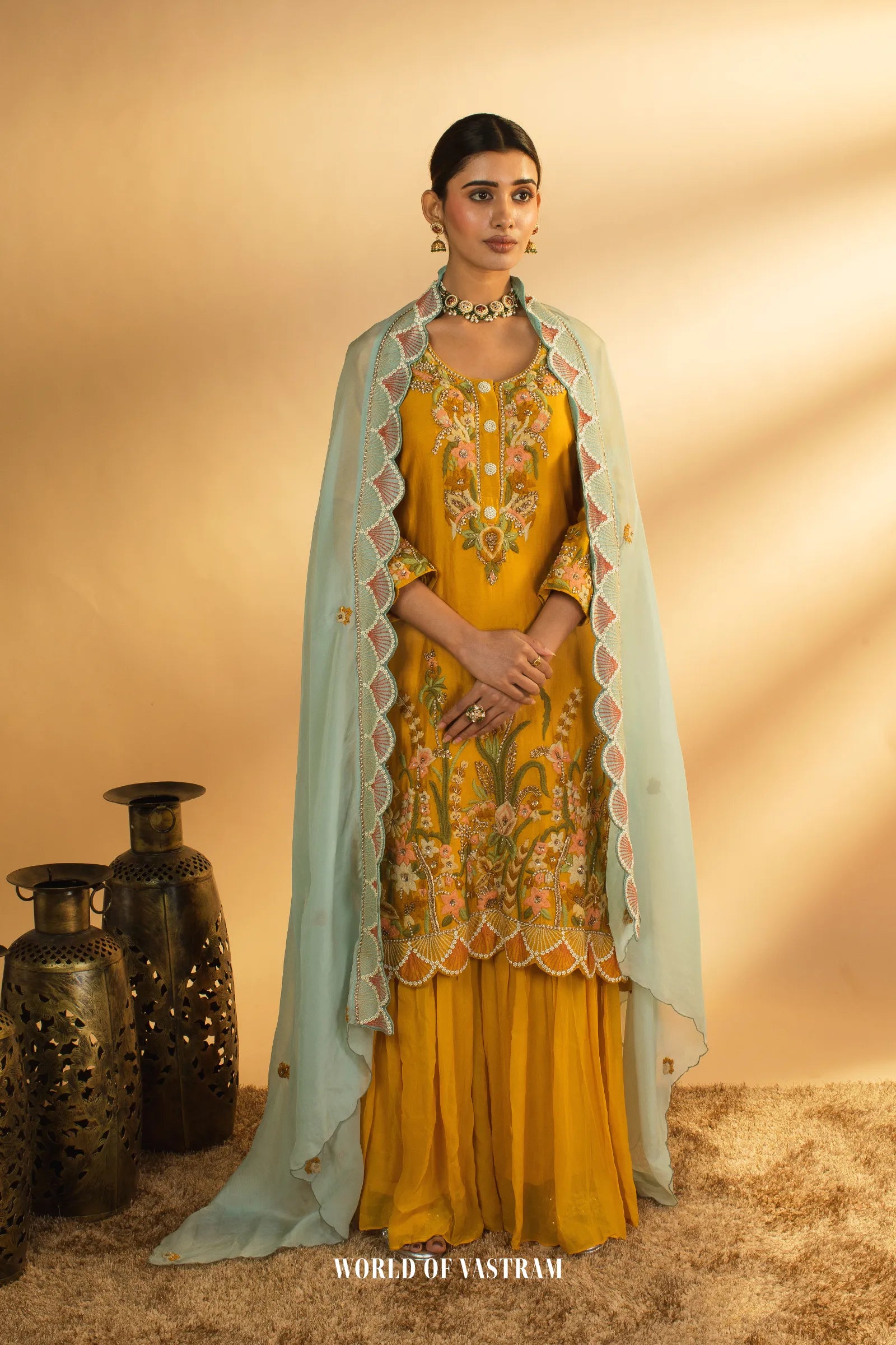 Mustard Yellow Sharara Set