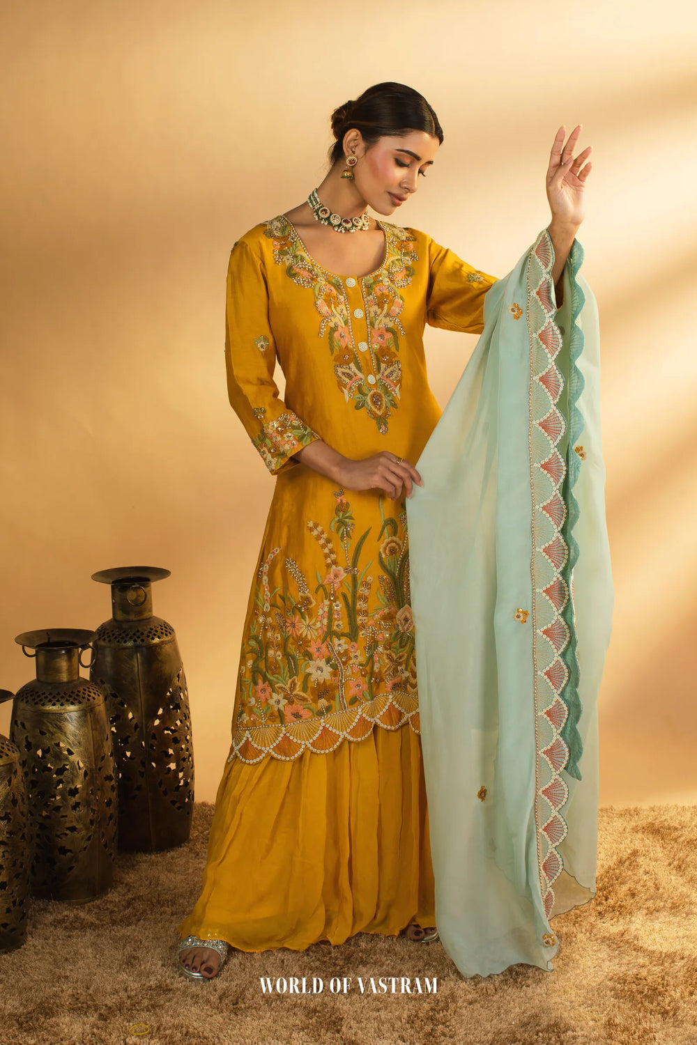 Mustard Yellow Sharara Set