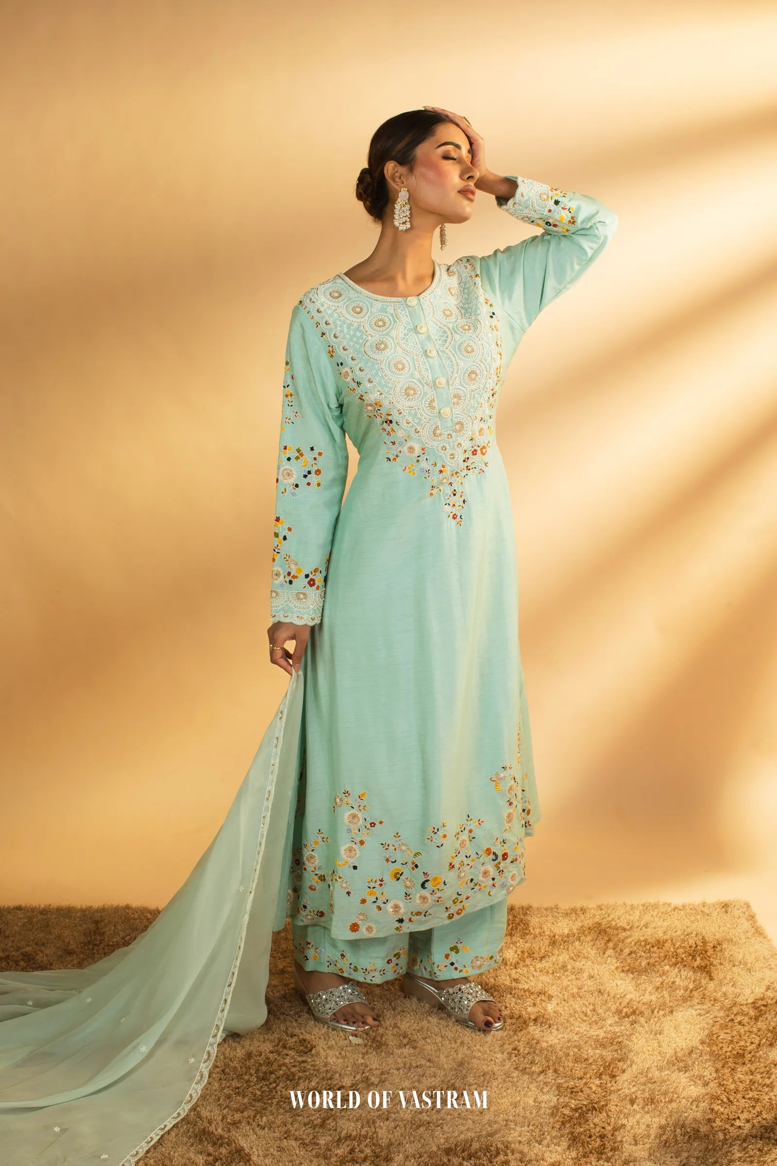 Aqua blue Kurta Set