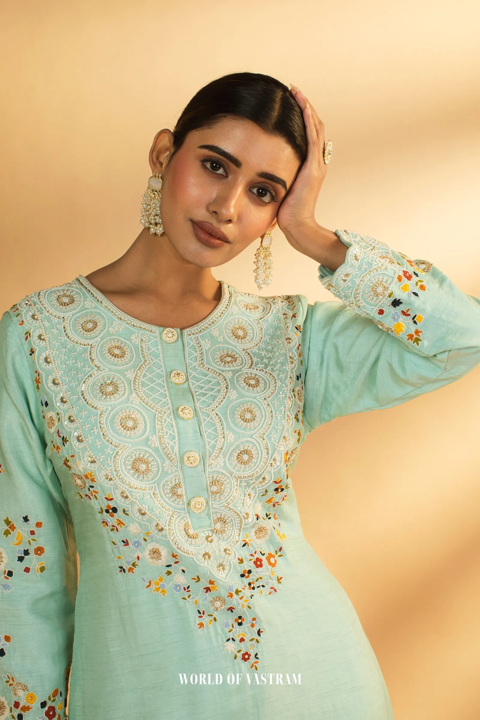 Aqua blue Kurta Set