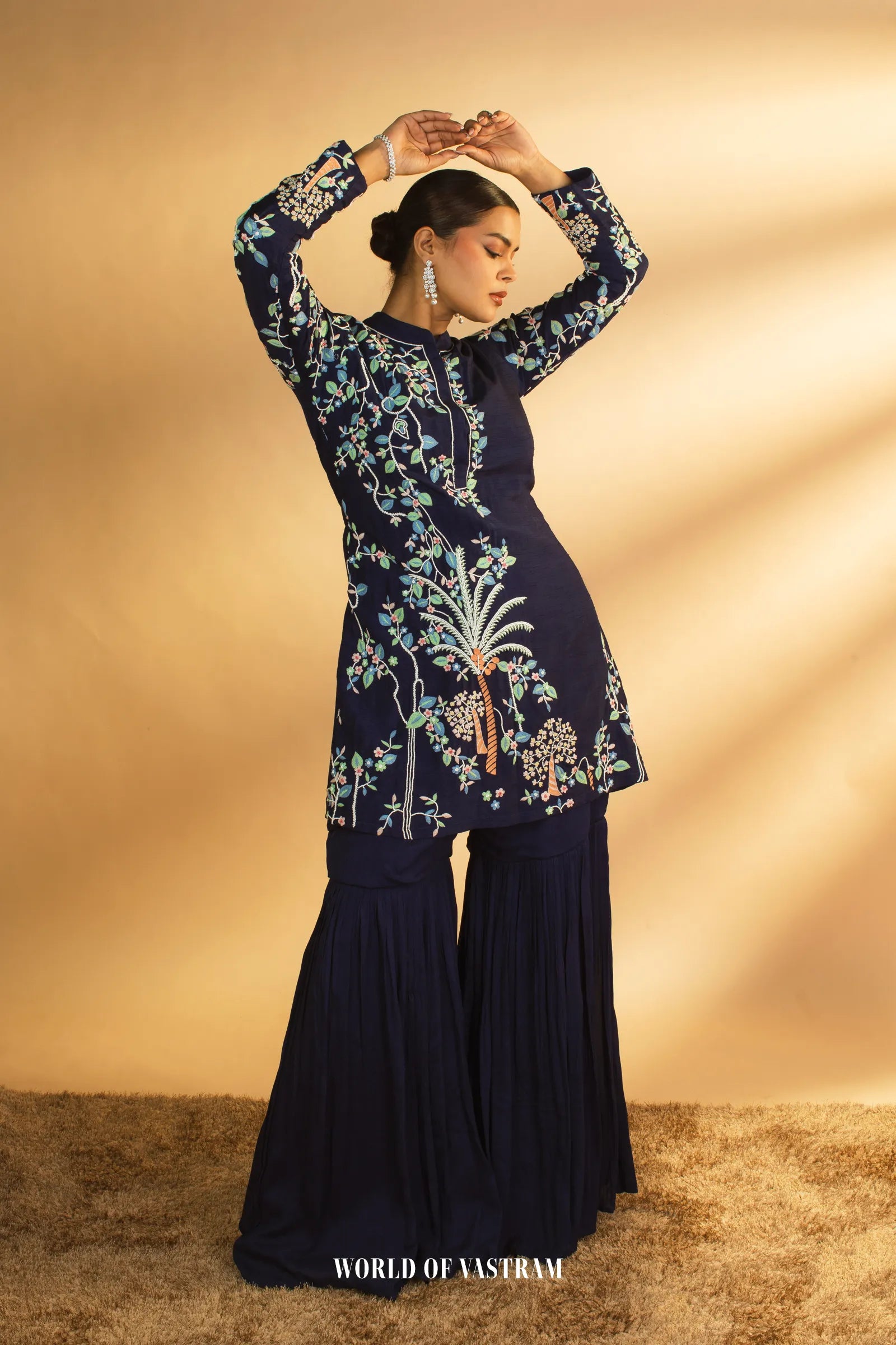 Blue garara set with peplum top