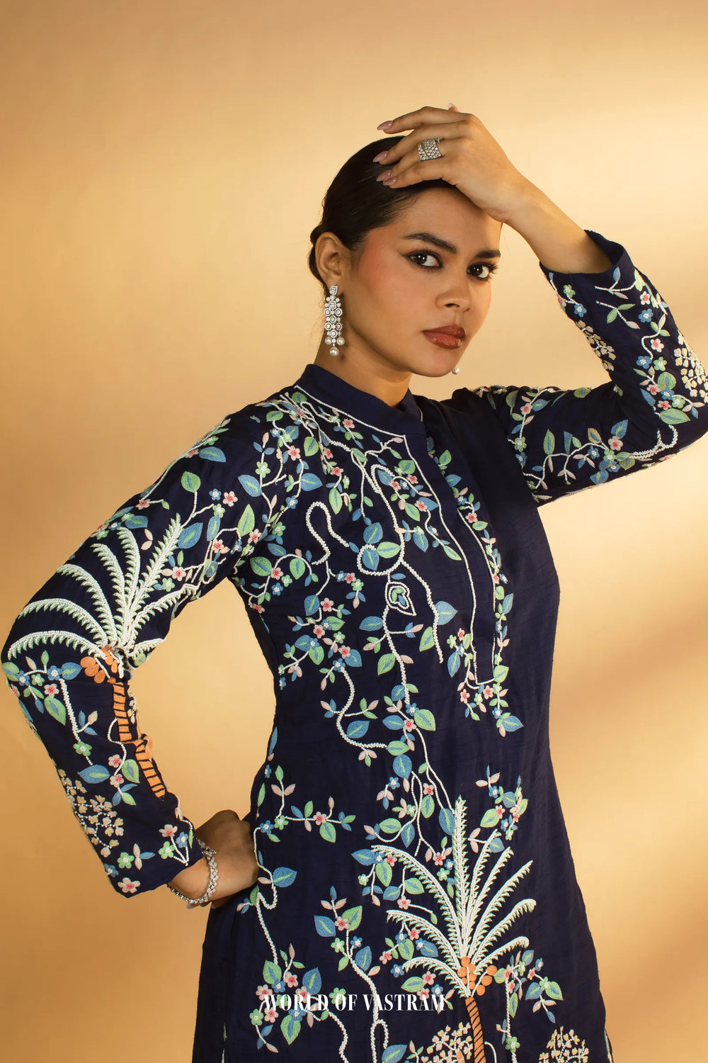 Blue garara set with peplum top