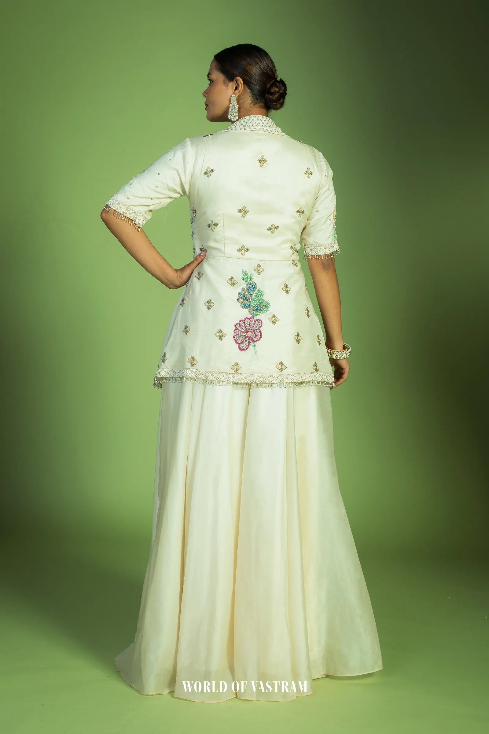 Cream Blazer peplum style dress