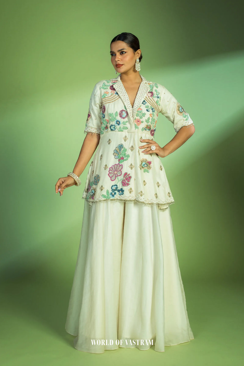 Cream Blazer peplum style dress