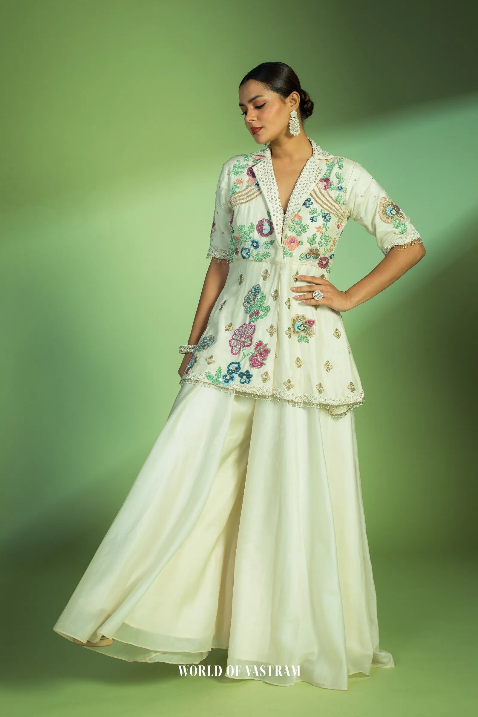 Cream Blazer peplum style dress