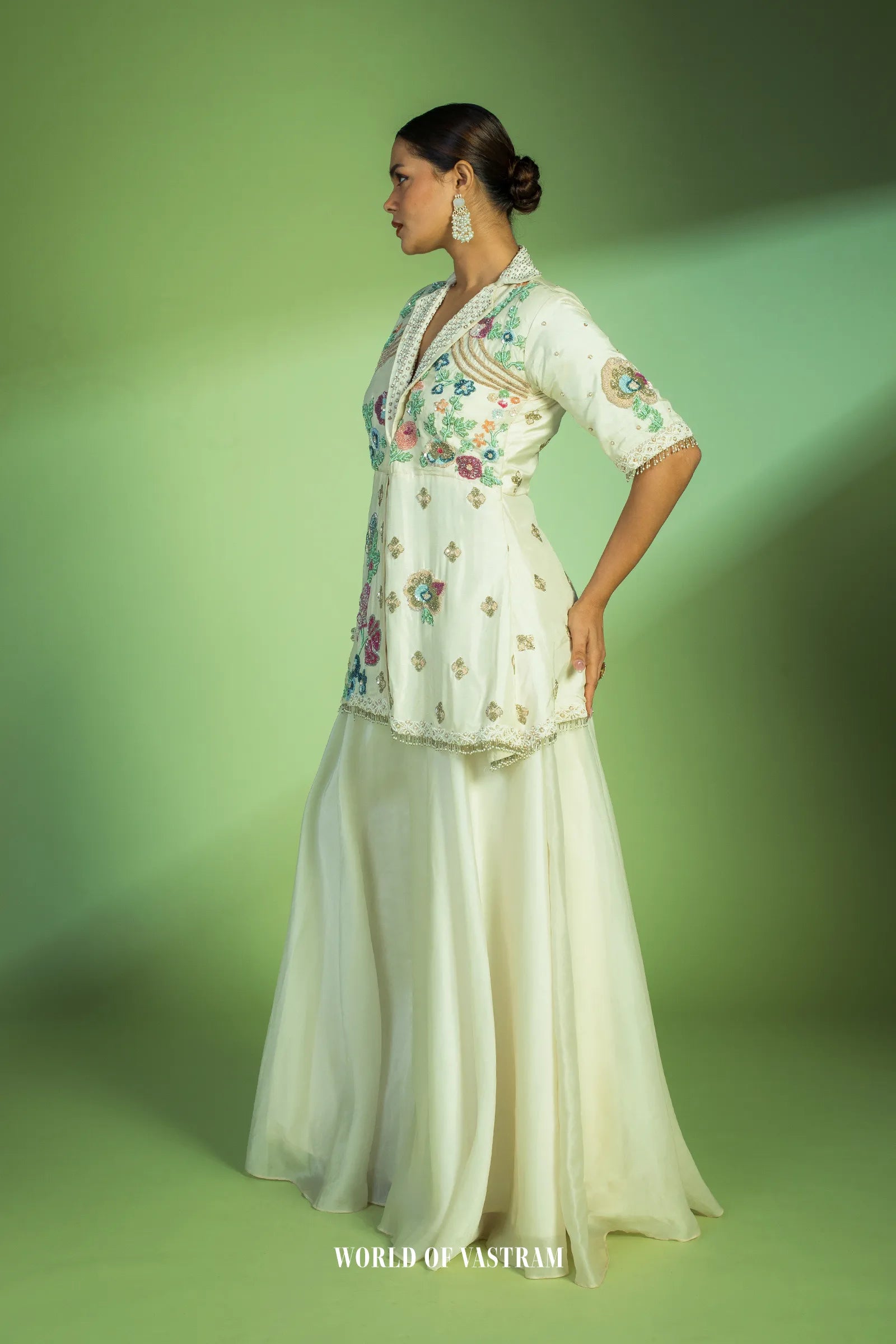 Cream Blazer peplum style dress