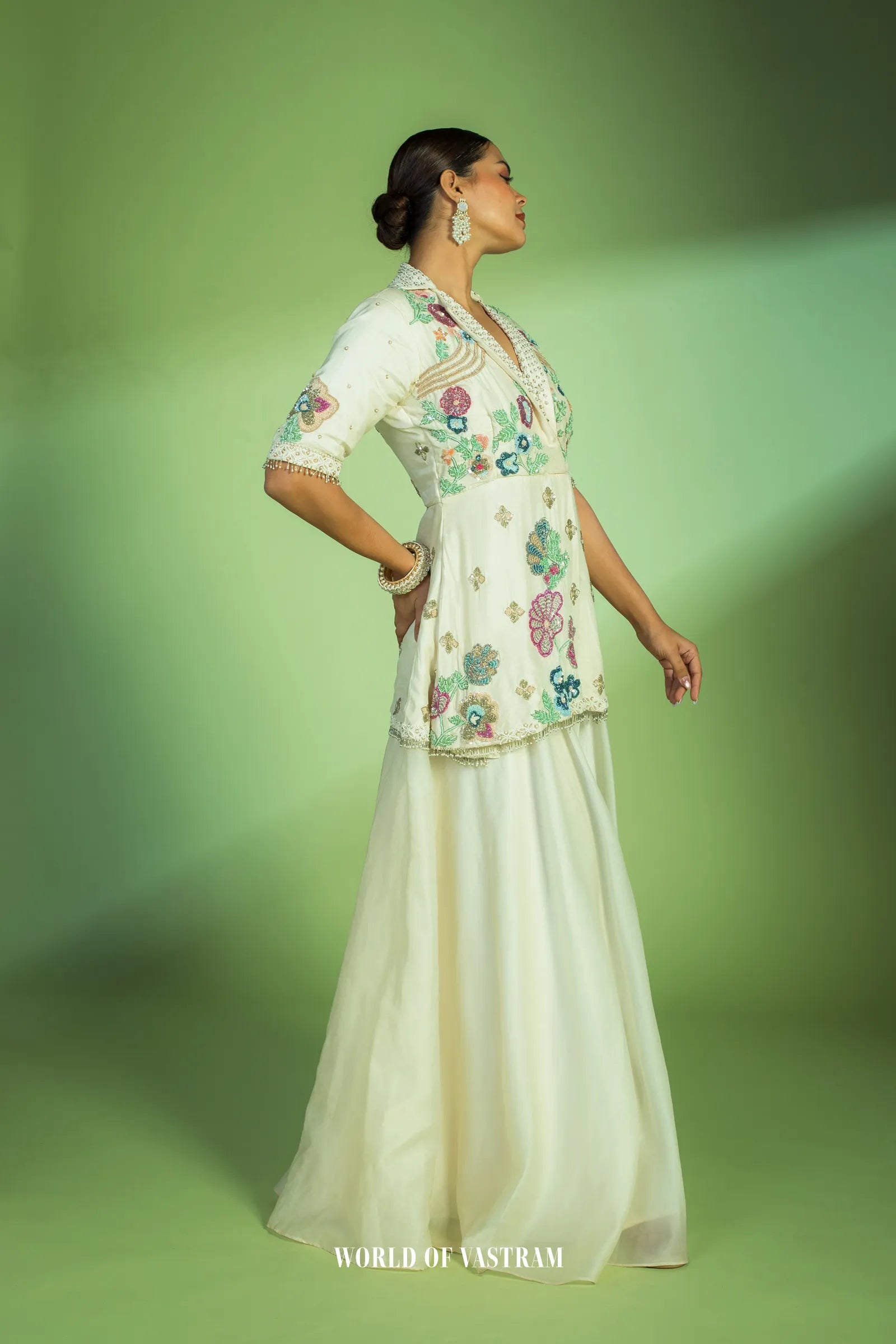 Cream Blazer peplum style dress