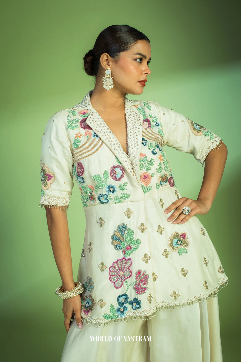 Cream Blazer peplum style dress