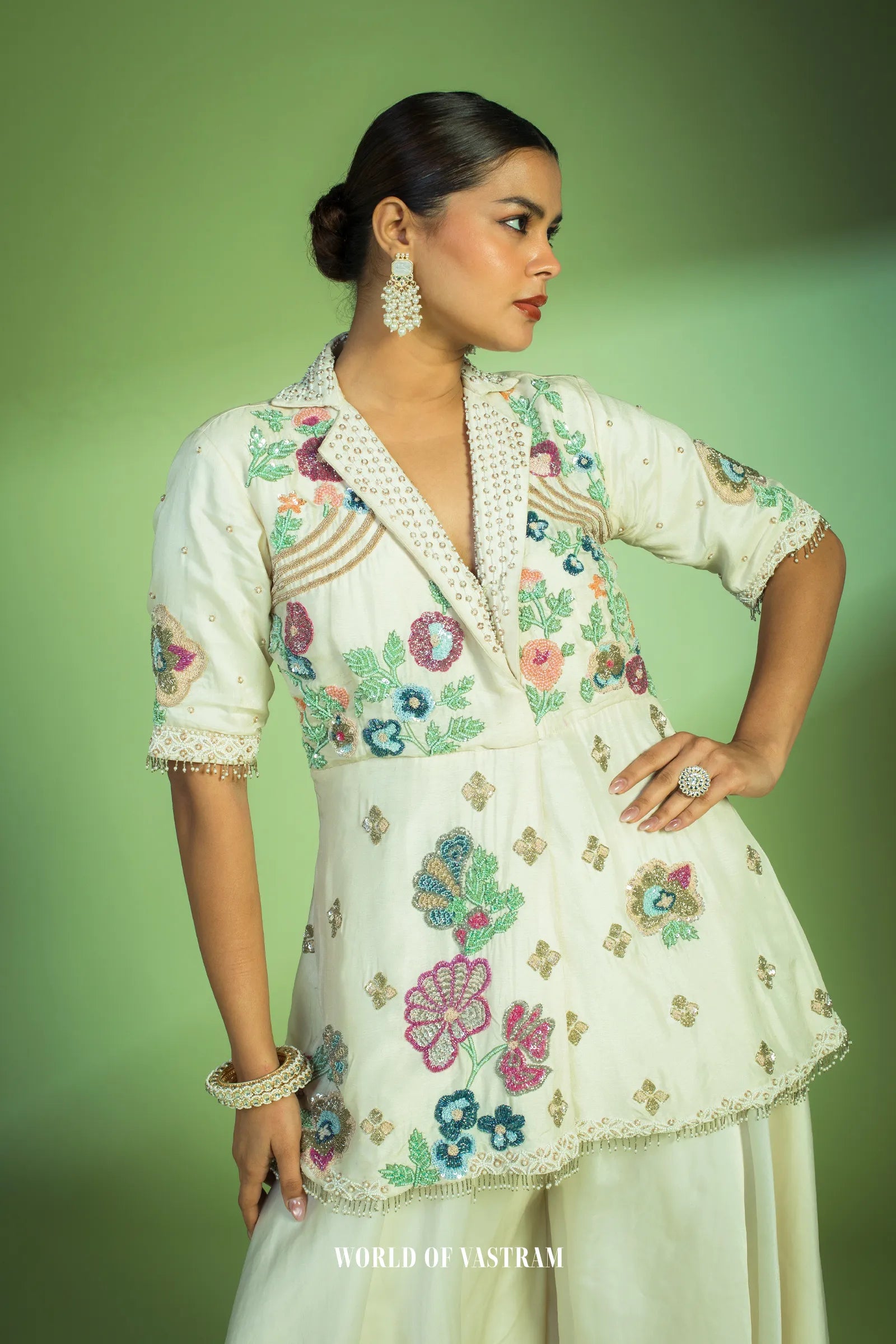 Cream Blazer peplum style dress
